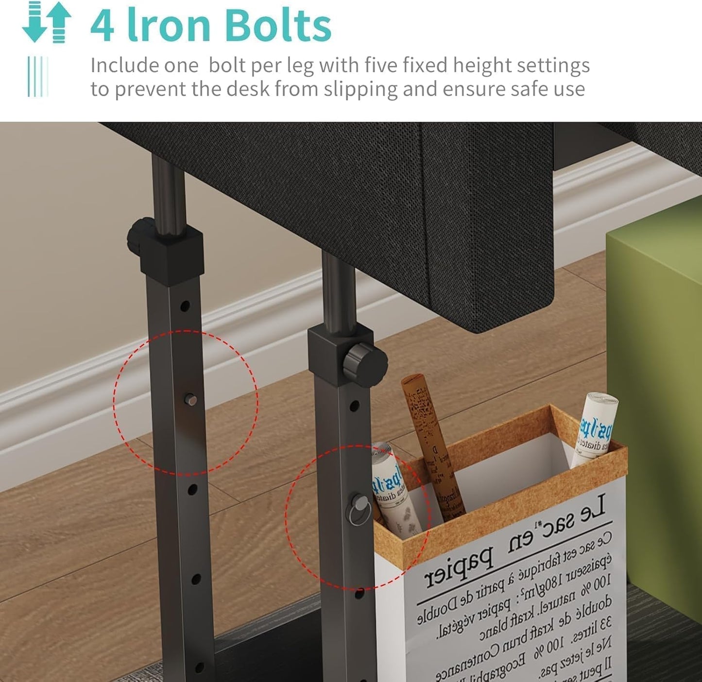 Small Portable Rolling Standing Desk - 32 Inch Adjustable Mobile Stand Up Teacher Desks with 2 Fabric Drawers on Wheels for Classroom, Couch Sofa Side Laptop Table with Storage for Home Office, Black