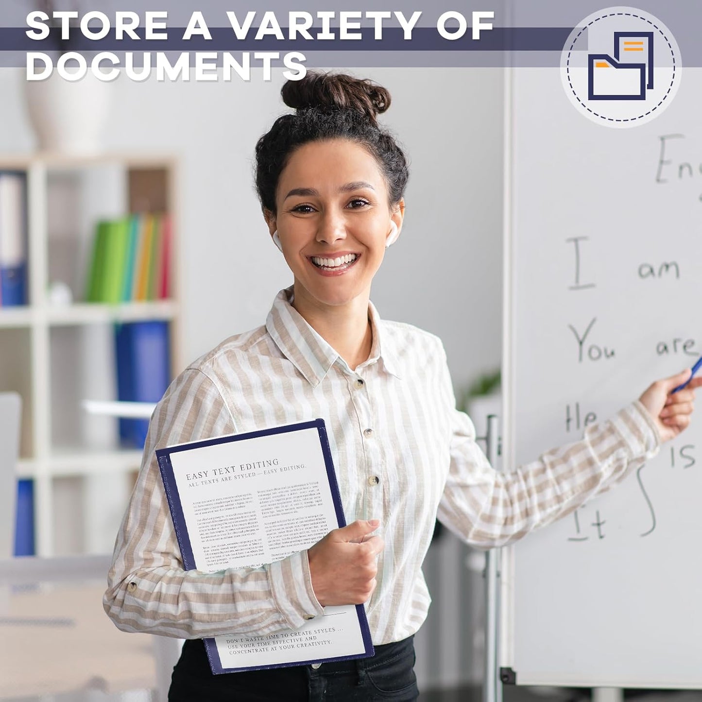 Henoyso 24 Pcs Folders Take Home Heavy Duty 2 Pocket Homework Folders with Clear Front Pockets for Elementary Students Parent Teacher Communication (Navy Blue)