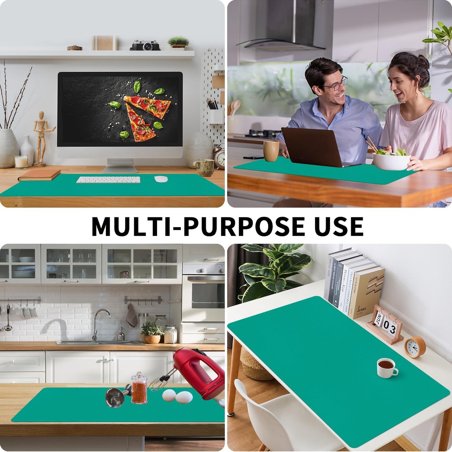 Bloss Green Desk Mat, Leather Desk Pad, Desk Matt for Desktop, Waterproof Desk Pad Mat, Computer Mat for Office Work/Home/Decor/Desk Protector/Cover(31.5 x 15.7 Inches)