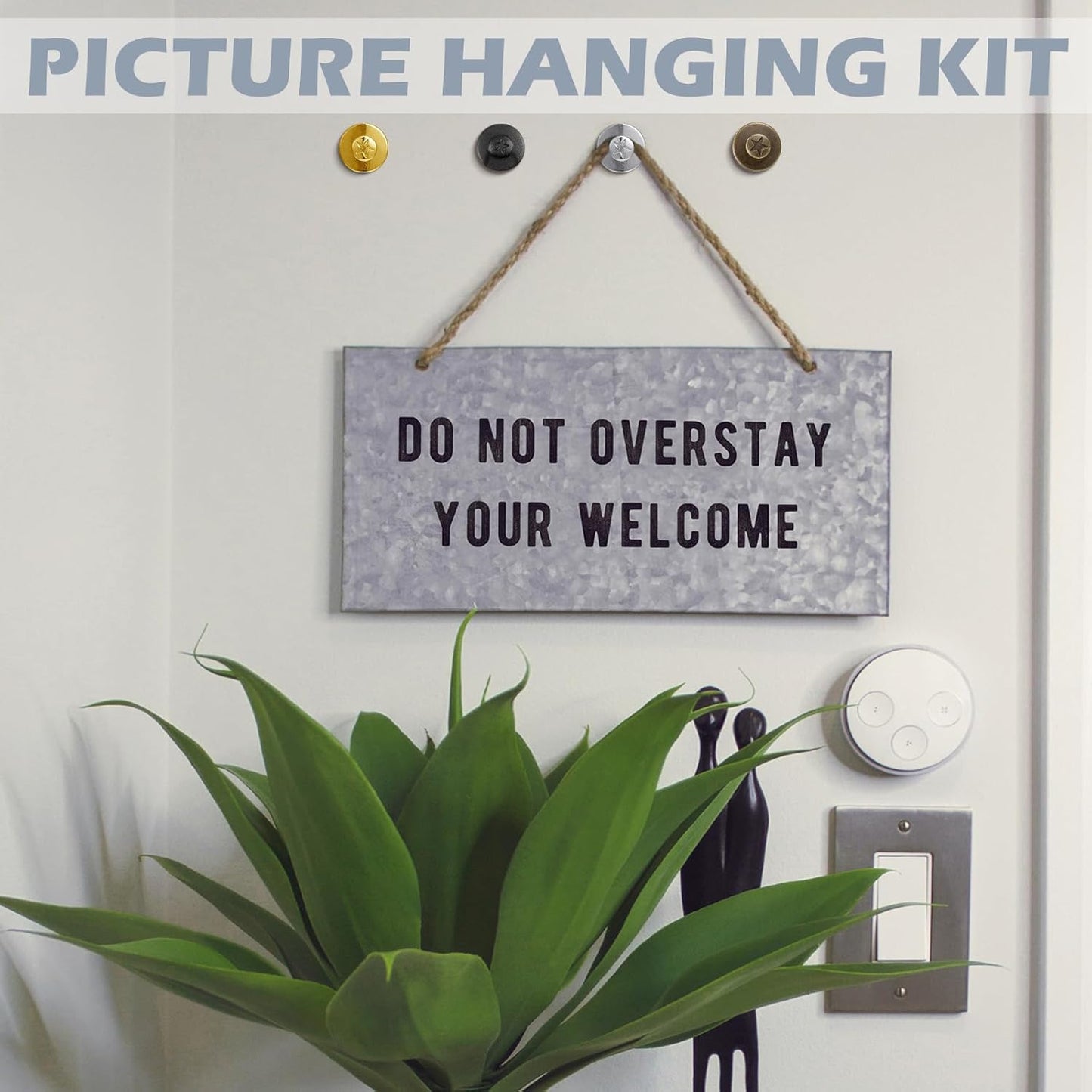 Zhengmy 40 Pcs Double Headed Picture Hangers Nails 4 Size Long Thumb Tacks Wall Nails for Hanging Pictures Decorative Push Pins Hooks for Drywall Photo Office Home Decor, 20/30/ 40/ 50lb(Mixed Colors)