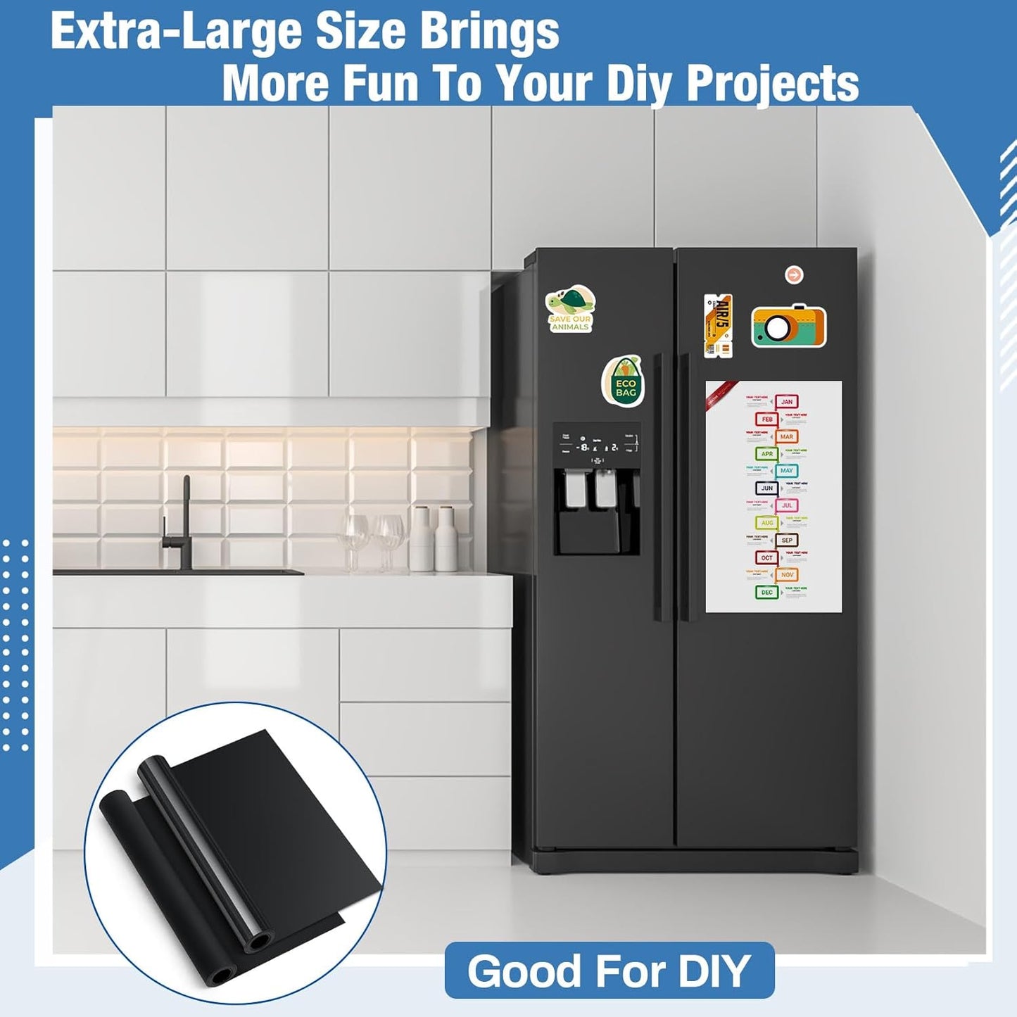 Amylove 16" x 5 ft Extra Large Magnetic Sheets for Crafts Non Adhesive 30 Mil Flexible Sheets for Die Cuts Arts Crafts Refrigerator and Metal Cutting Die Storage