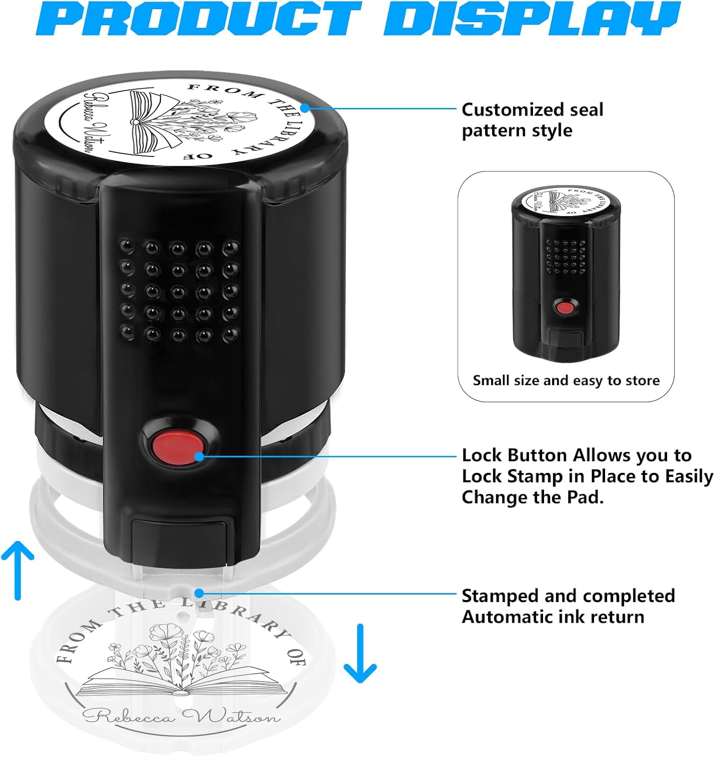 Custom Self-Inking Stamps | Personalized Book Stamp Gift for Book Lovers | 5 Ink Colors (Style14)