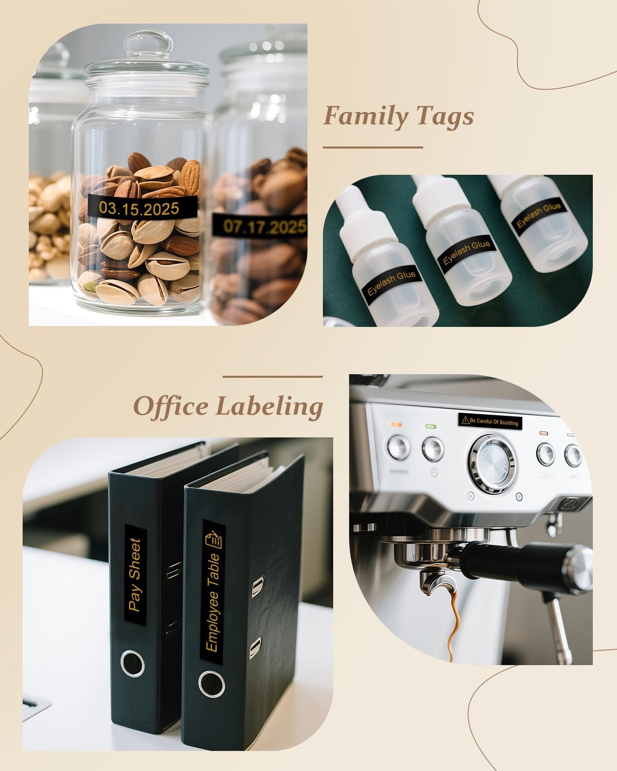 3-Pack 12mm Tz Tape Gold on Black Compatible with Brother P Touch Label Tape Tze-334 Tz Tape 12mm 0.47" Laminated Black, Work for Brother P Touch Label PT-D210 PT-H110 PT-D600 PT-D400 PT-1180