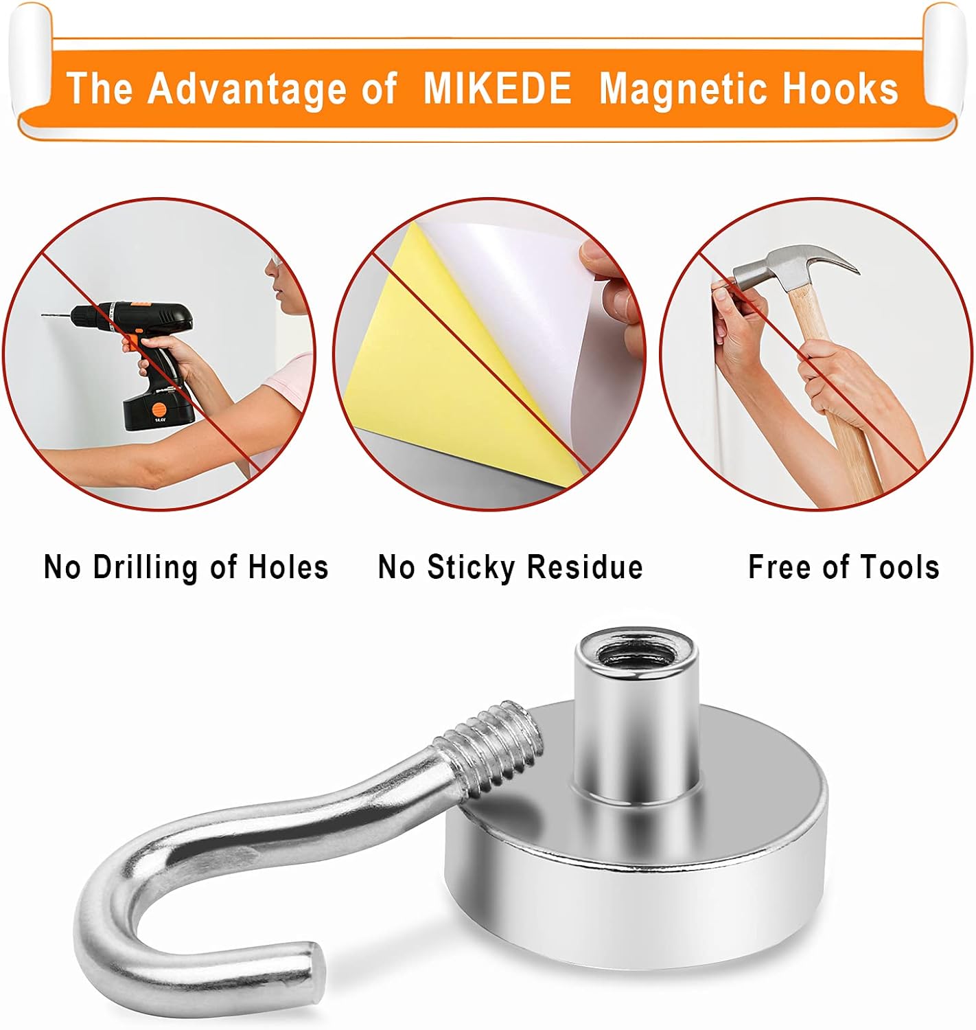 MIKEDE Magnetic Hooks, 30LB Heavy Duty Magnet Hooks for Cruise Cabins, Strong Magnets Neodymium with Hooks for Hanging, Refrigerator, Locker Decoration, Workplace -55Pack