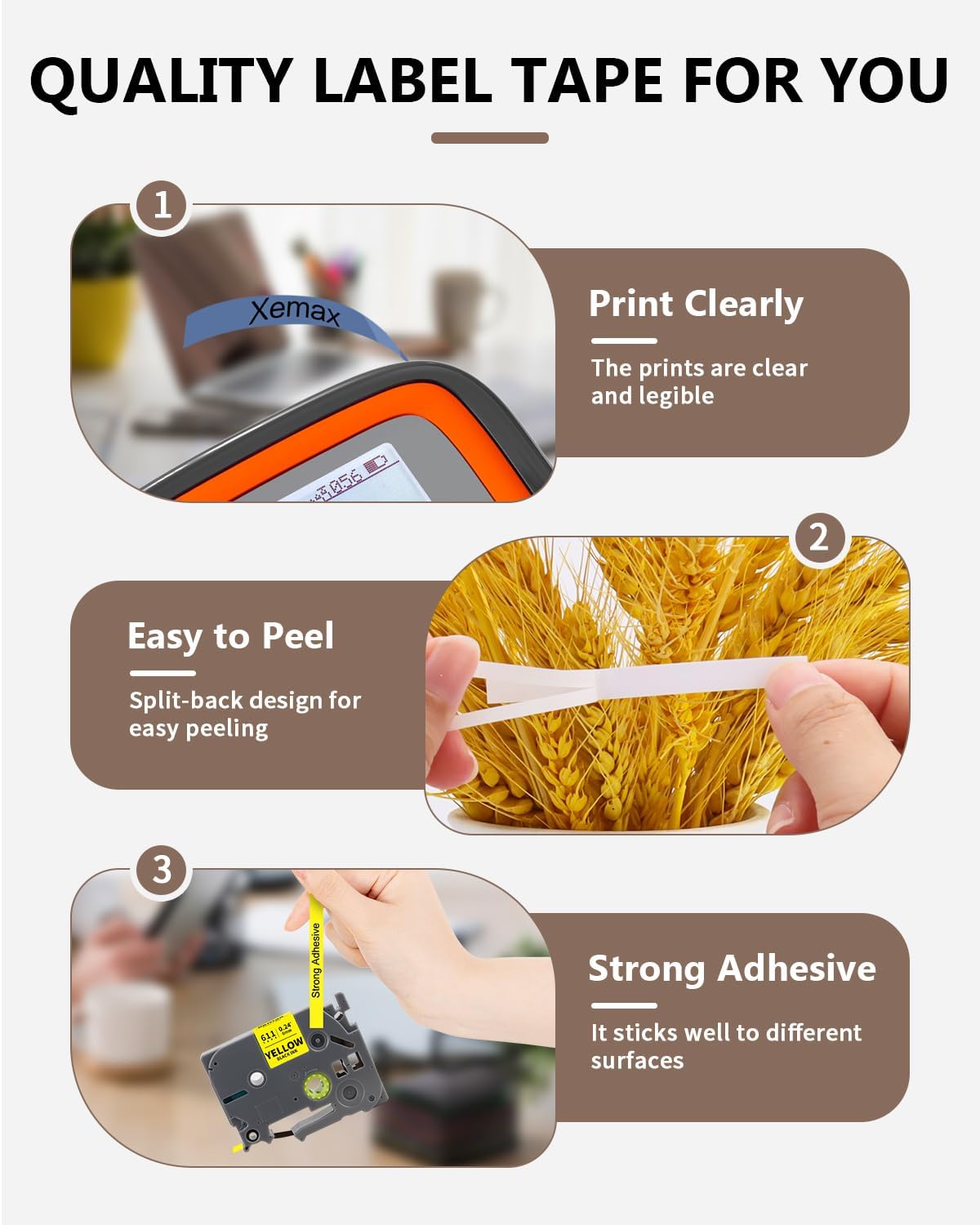 6-Pack 6mm 0.23" Multi-Color Label Tape Compatible for Brother P Touch Label Refills 1/4" Tze Tz Tape Laminated Work for PTD220 PTH100 PTH110 PTD202 PTD210, Clear/White/Red/Blue/Yellow/Green