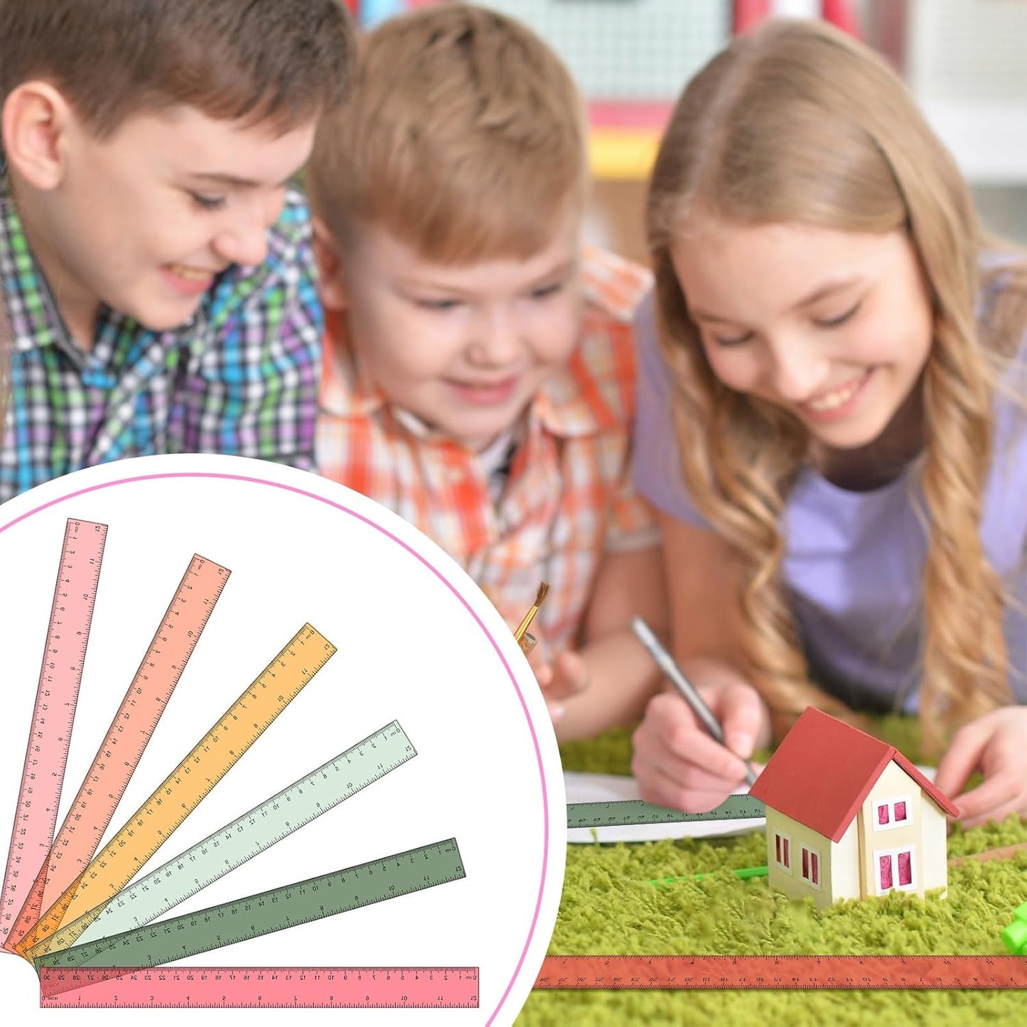 Panelee 108 Pcs 12 Inch Plastic Ruler Color Transparent Colorful Metric Clear Ruler with Inches and Centimeters for Kids School Home Classroom Office Back to School Gifts Supplies