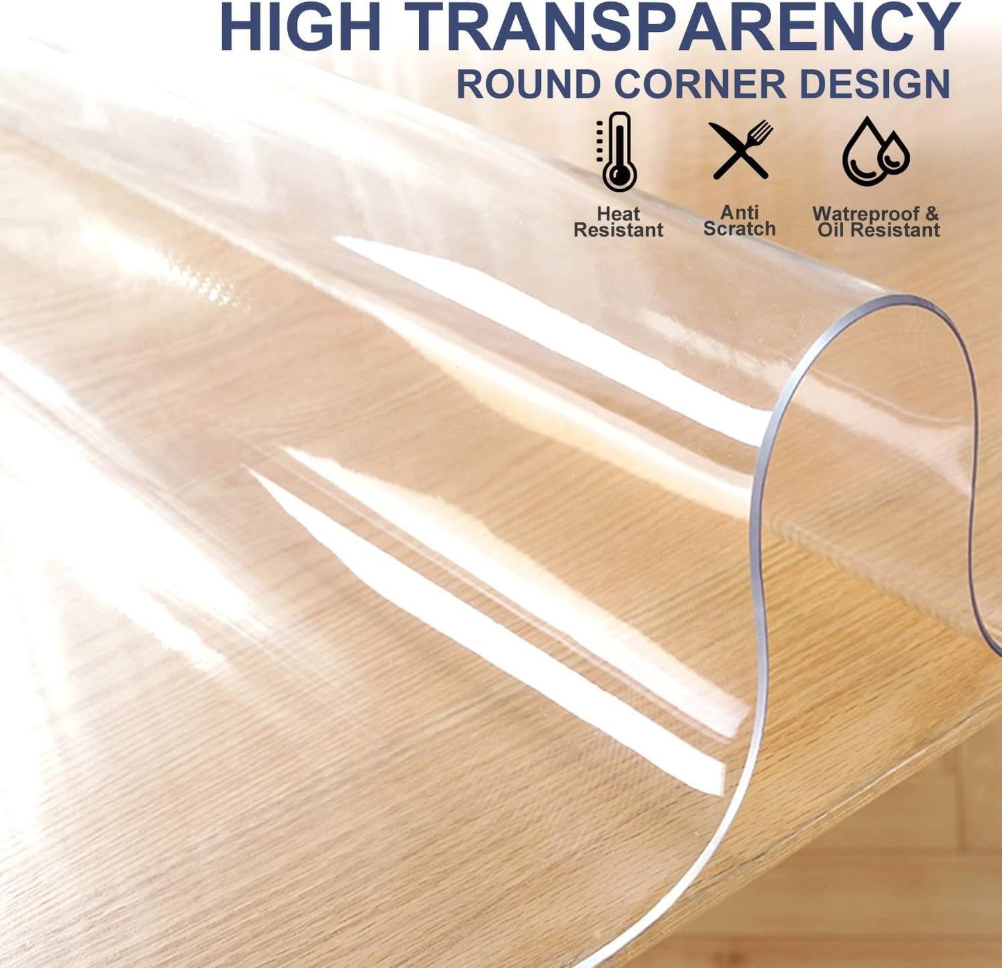Large Table Protector Clear Plastic Tablecloths Transparent PVC Dinner Table Cover Protection for Party Wedding Conference Meeting Tabletop Protector Easy Clean Waterproof Wipeable 44x120 in Non-slip