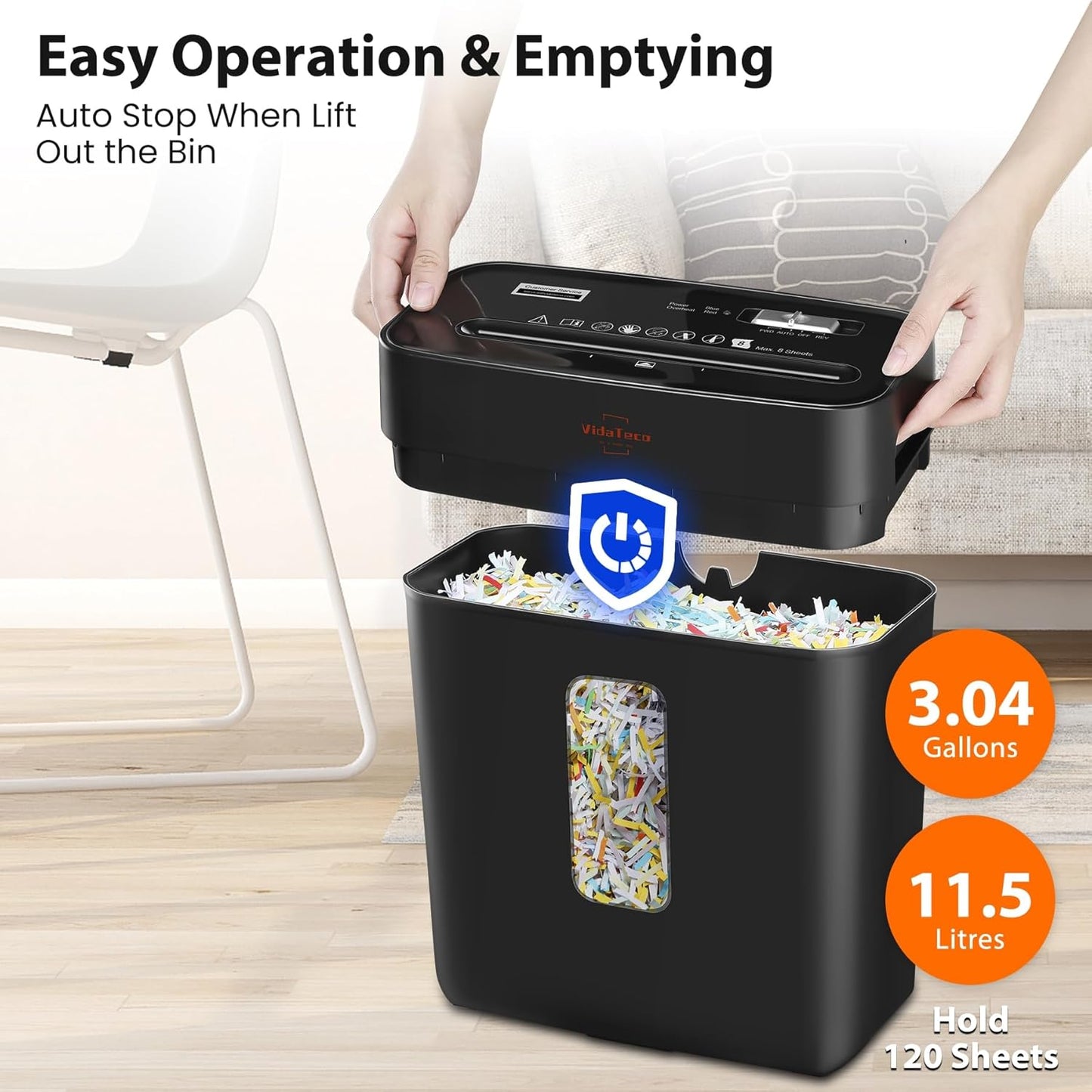 Shredder for Home Use 8-Sheet Cross-Cut Paper Shredder with P-4 Higher Security,Shred Card/Clip/Staple,Small Document Shredding Machine for Home Office Heavy Duty with Jam Proof,3.04-Gal Bin