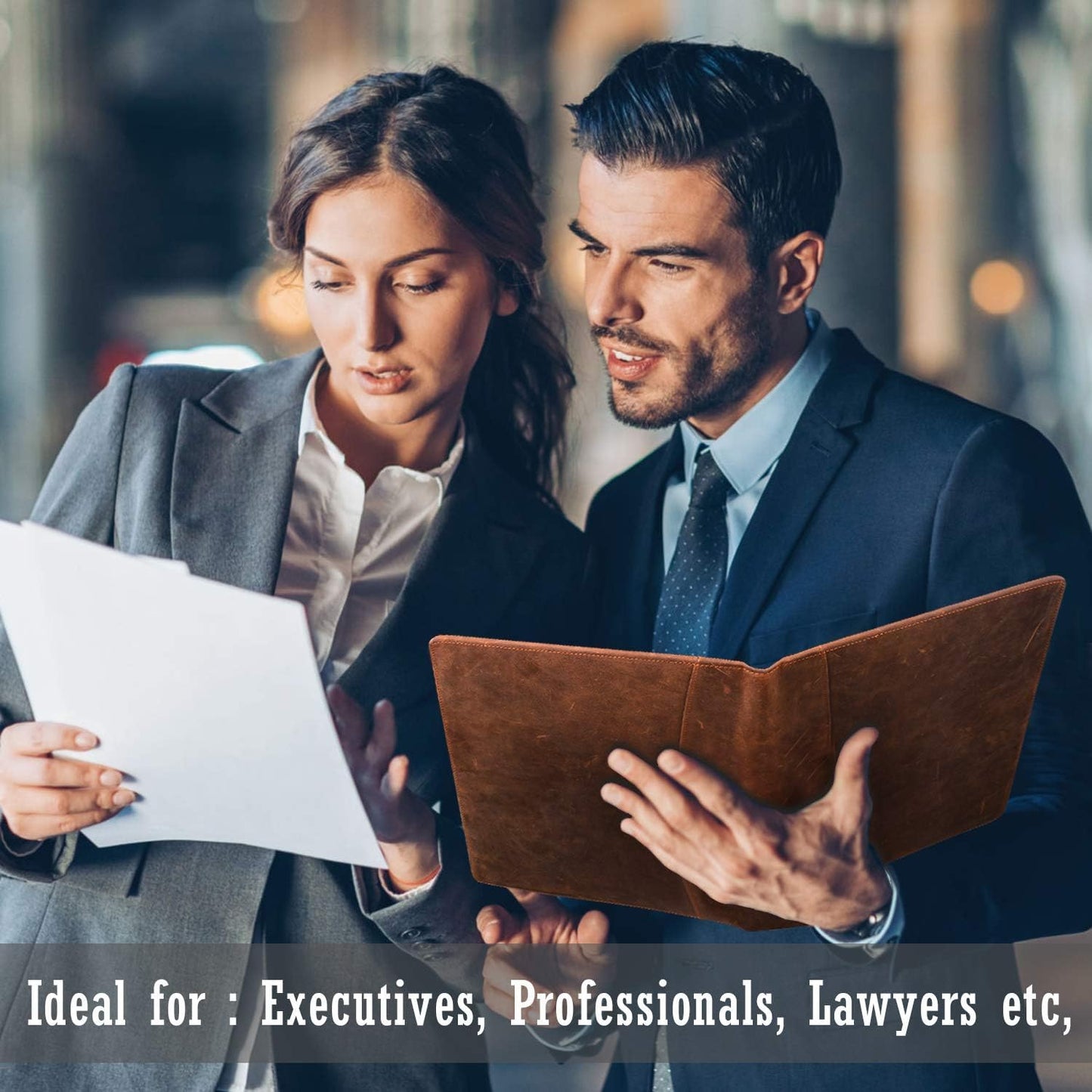 Jack&Chris Leather Portfolio, A4 Document Folder Legal Pad Padfolio, Professional Writing Letter Notepad Clipboard Sleeve Organizer, Resume Folio Binder for Men&Women,JC1823