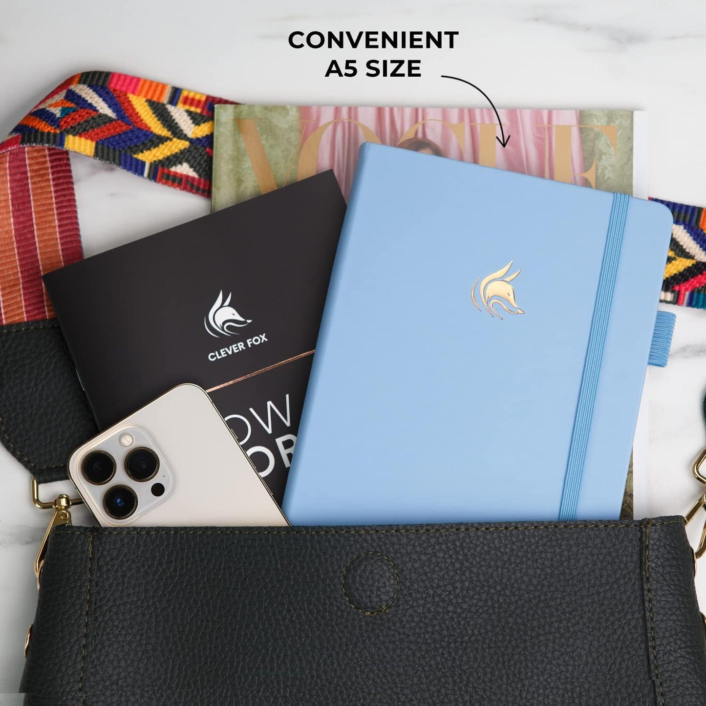 Clever Fox Dated Planner Premium 2025 – Weekly Agenda for Planning & Time Management –Notebook with Habit Tracker & To-do List (Light Blue)