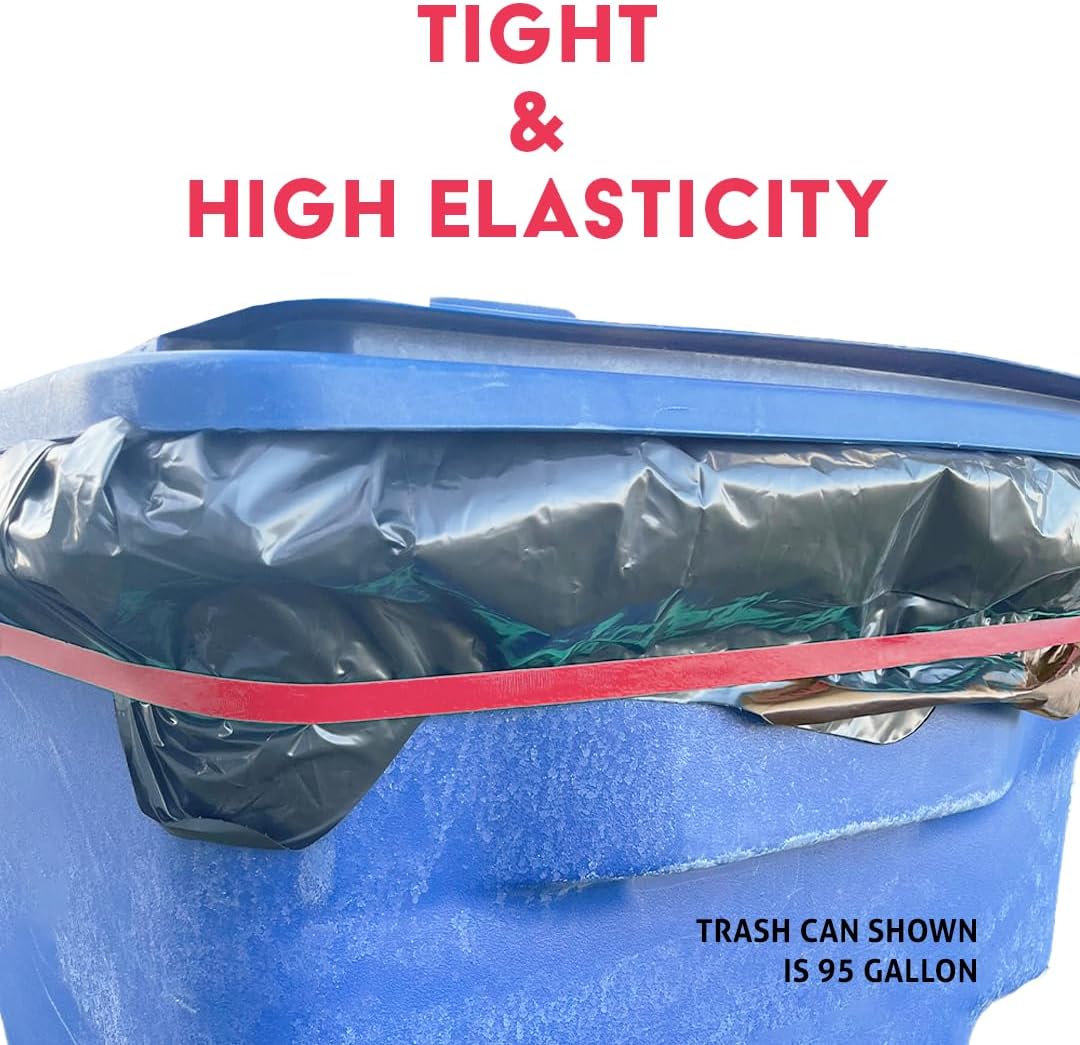 Rubber Bands for 95-96 Gallon Trash Cans - Industrial Strength and Grip - Pro Value - 6 Pack - Red