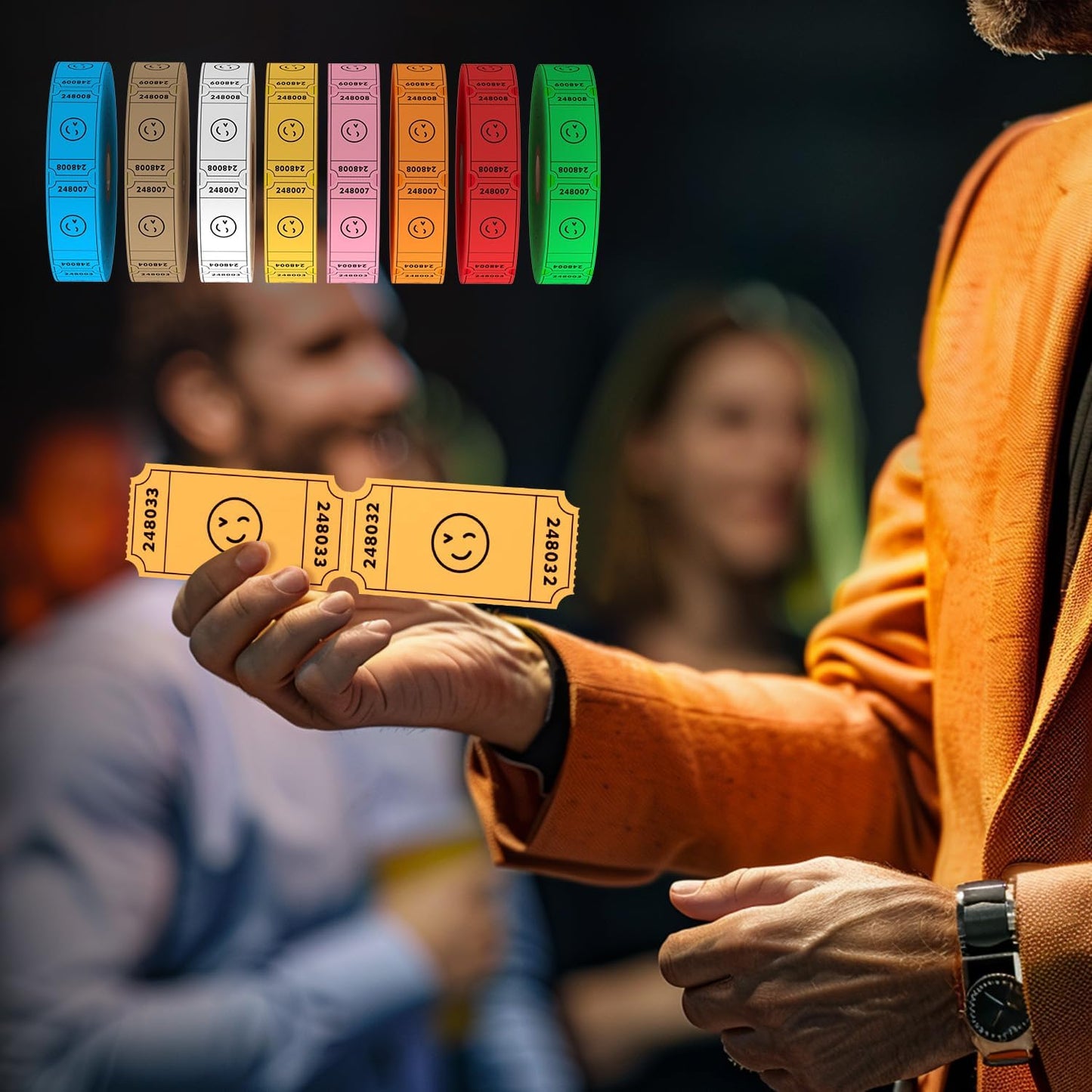 Methdic 1000 Smile Raffle Tickets Orange, Single Roll, Ticket for Events, Entry, Class Reward, Fundraiser & Prizes