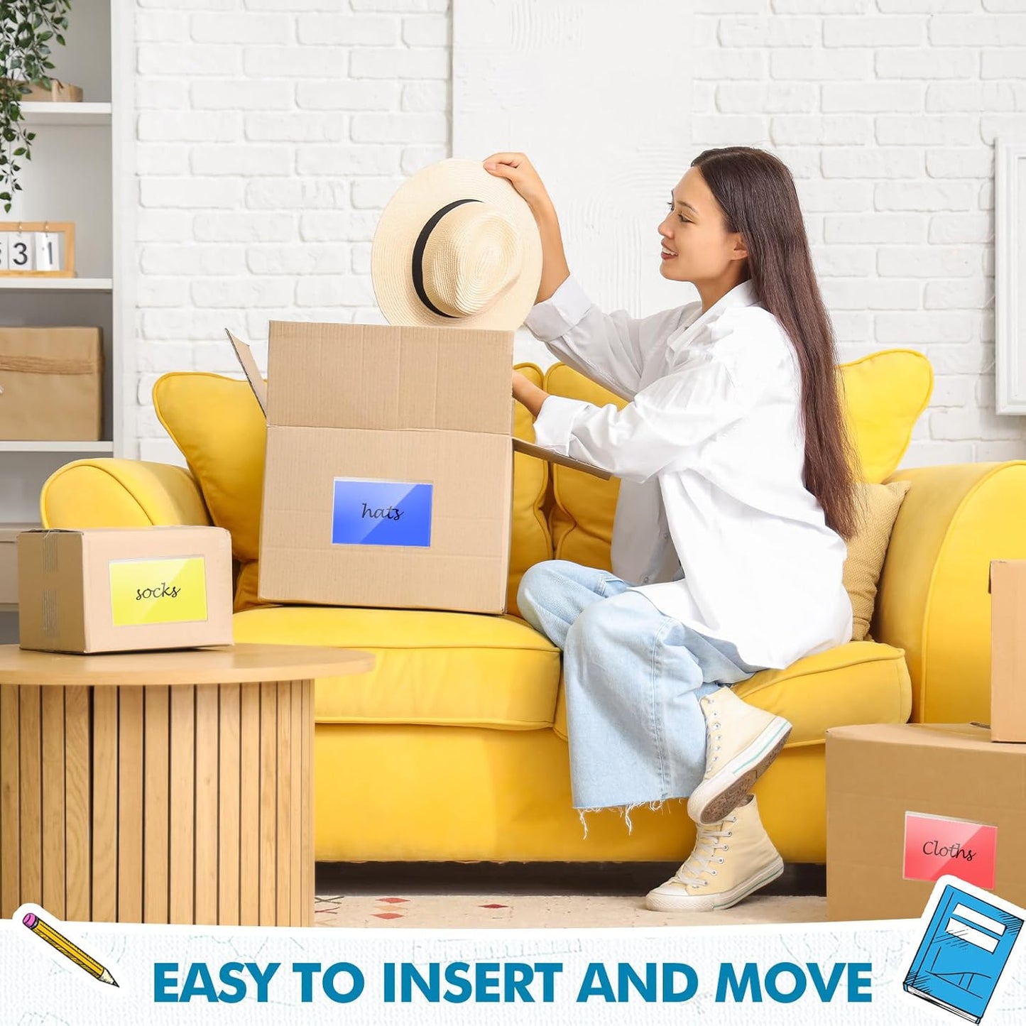 Outus Self Adhesive Shop Ticket Holders Clear Plastic Sleeves Adhesive Pockets Work Order Job Ticket Holders for Home Office Posting Signs(6 x 4 Inch,60 Pcs)