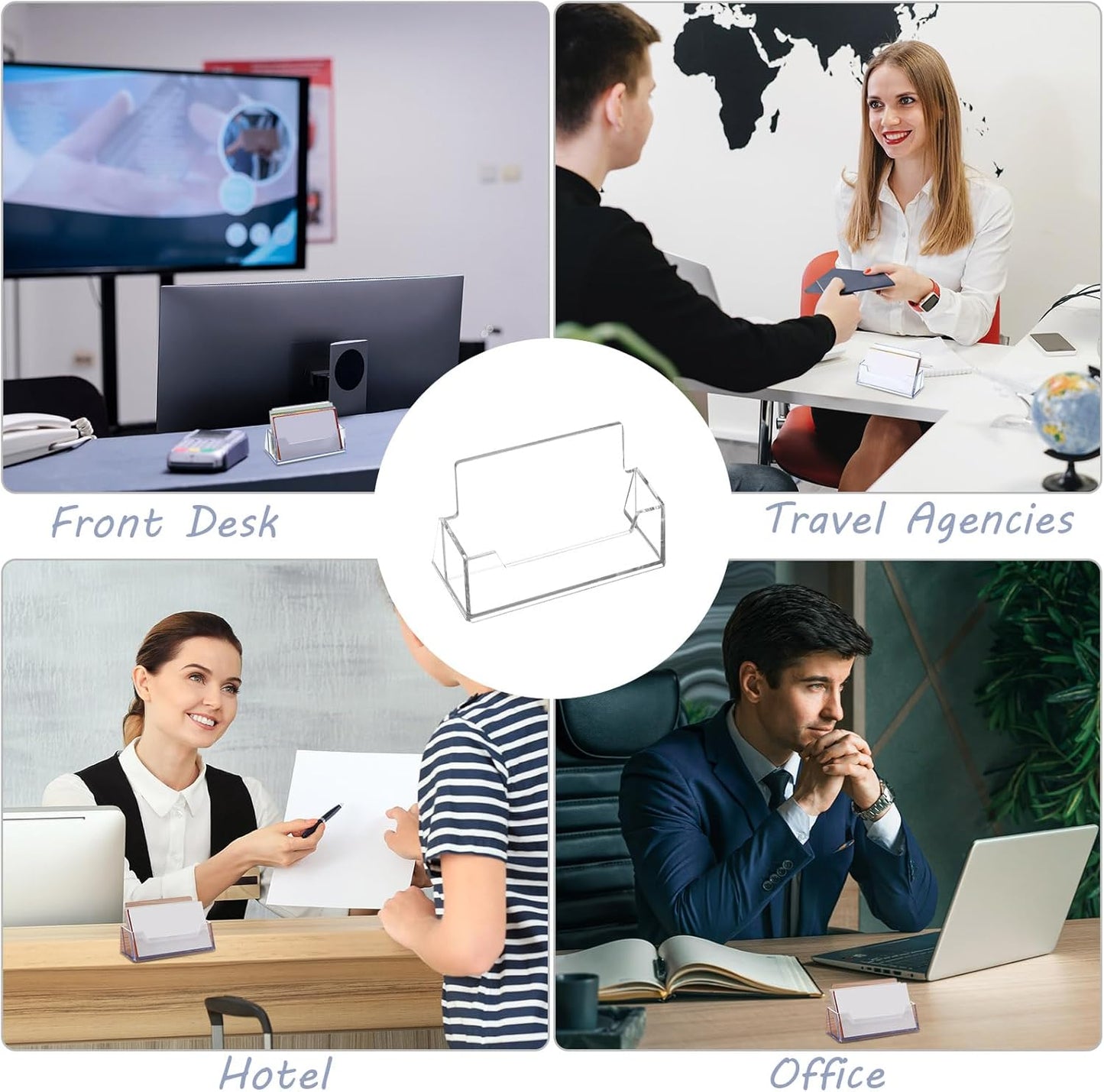 Thenshop 64 Pack Business Card Holder Desktop Business Card Stand Acrylic Holder Stand Clear Postcard Display for Home Office Desk Table(Standard Style)