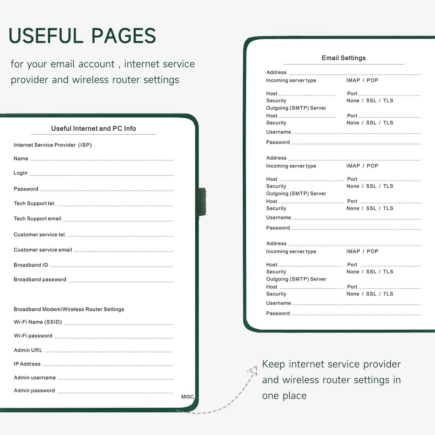 Password Book with Alphabetical Tabs – Hardcover Internet Address & Password Organizer – Password Keeper Notebook for Computer & Website – 7 x 10" Log-in Password Journal w/Thick Paper (Earth Green)