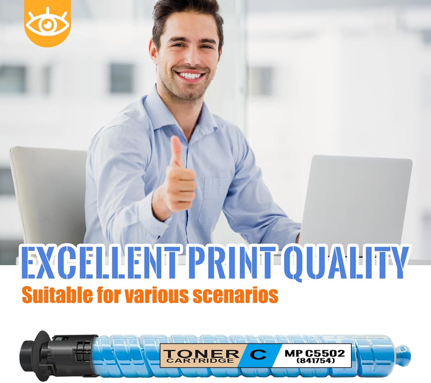 1 Pack MP C5502 Cyan Toner Cartridge | Replacement for Ricoh MP C5502 Work with Aficio MP C4502 C4502A C5502 C5502A LANIER MP C4502 C4502A C5502 C5502A SAVIN MP C4502 C4502A C5502 C5502A | 841754