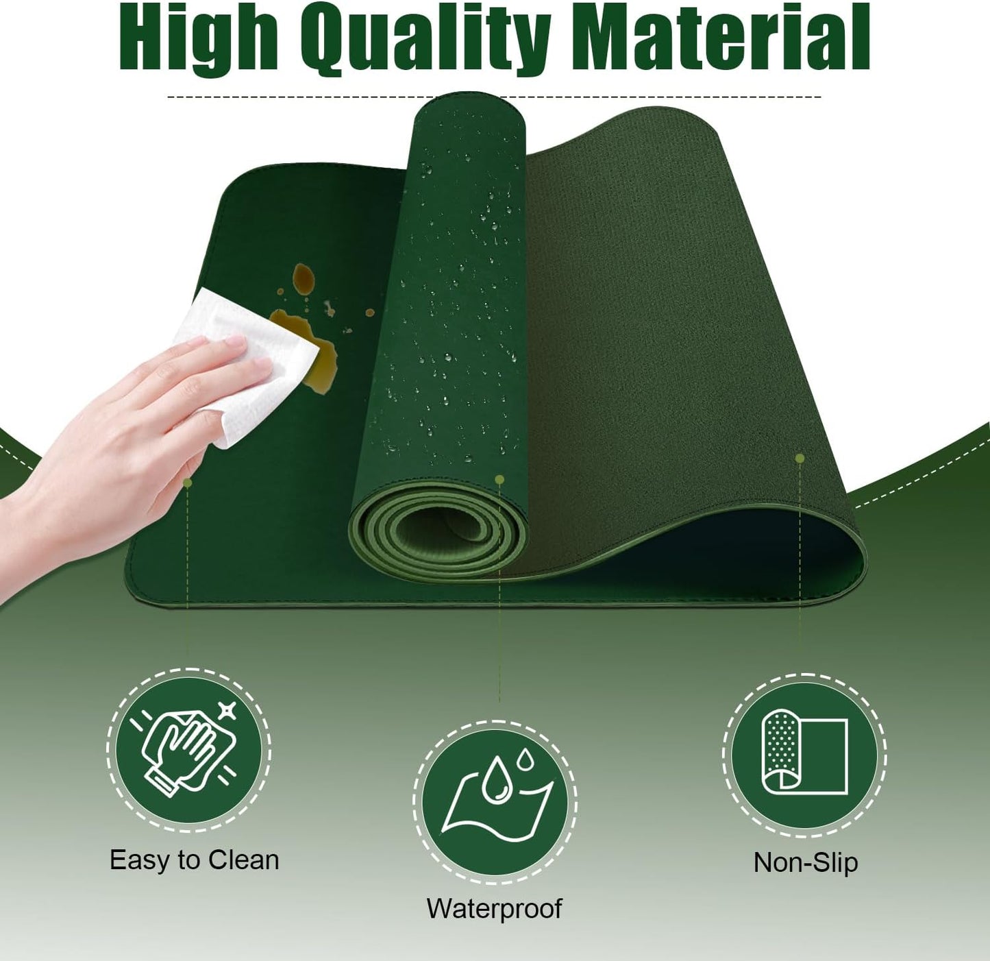 Large Desk Pad 47.2" x 17", Leather Desk Mat Protector, Non-Slip PU Leather Desk Blotter Pad, Large Mouse Keyboard Mat, Waterproof Desk Cover Pad for Office & Home(Blackish Green)