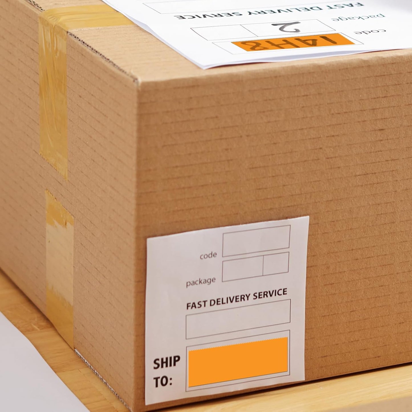 Orange Rectangle Stickers 3 x 1 Inch Color Coding Labels Vinyl Roll Self-Adhesive Waterproof Removable 500 PCS