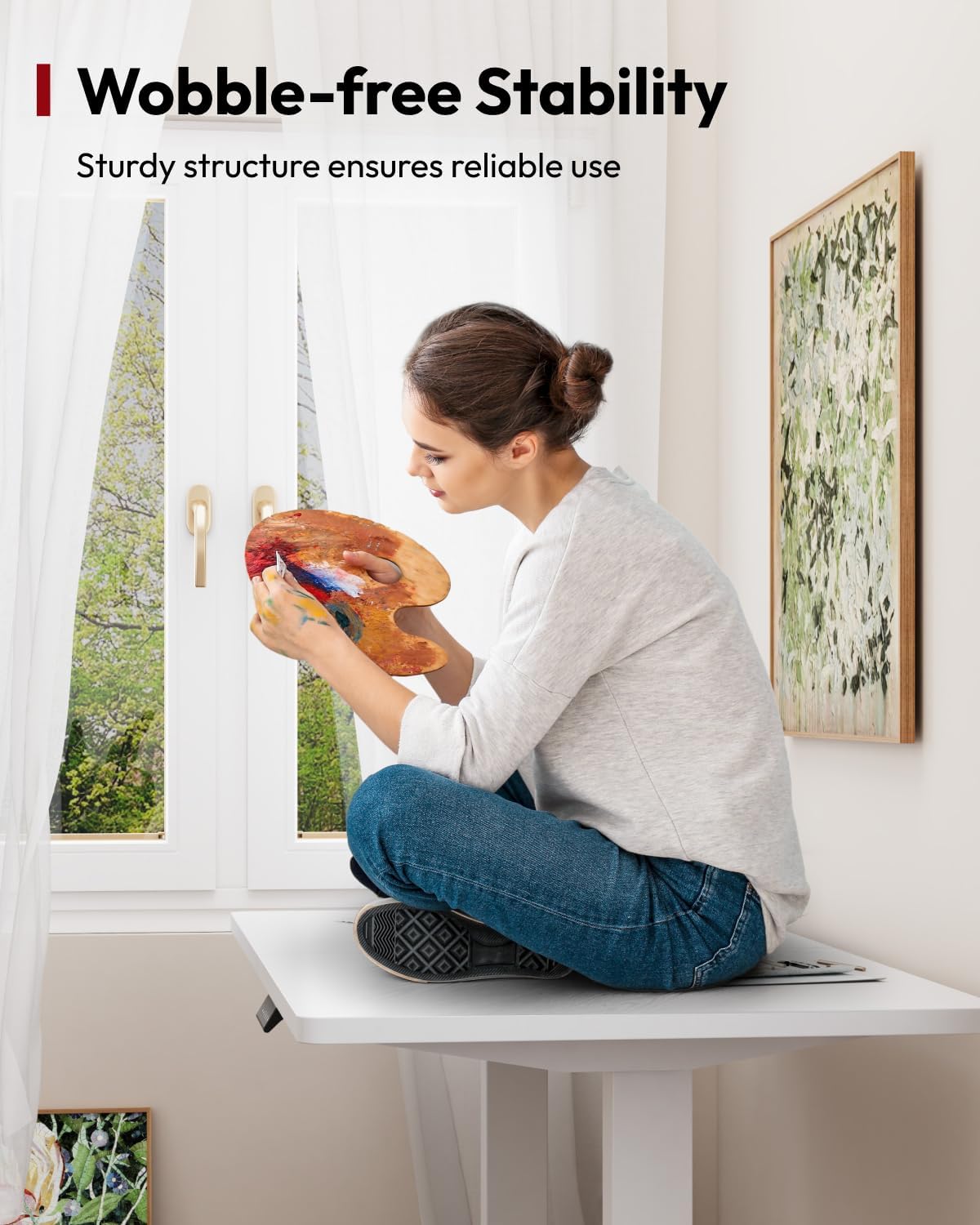 SANODESK Standing Desk Height Adjustable Electric Stand up Desk 63x24 Inches Sit Stand Home Office with Splice Board, White Frame/White Top