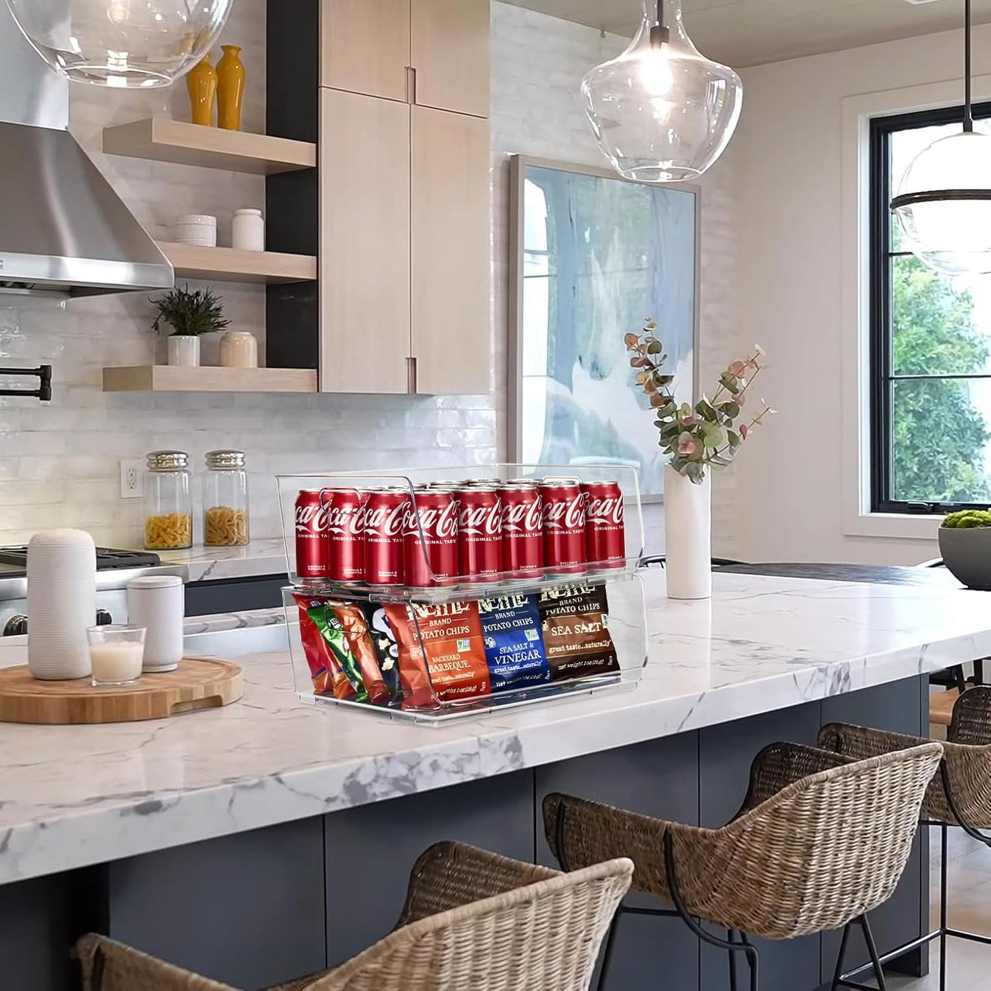 Sorbus Stackable Storage Bins - Clear Open Front Pantry Organizer for Kitchen Organization - Acrylic Bins (Large 2 Pack)