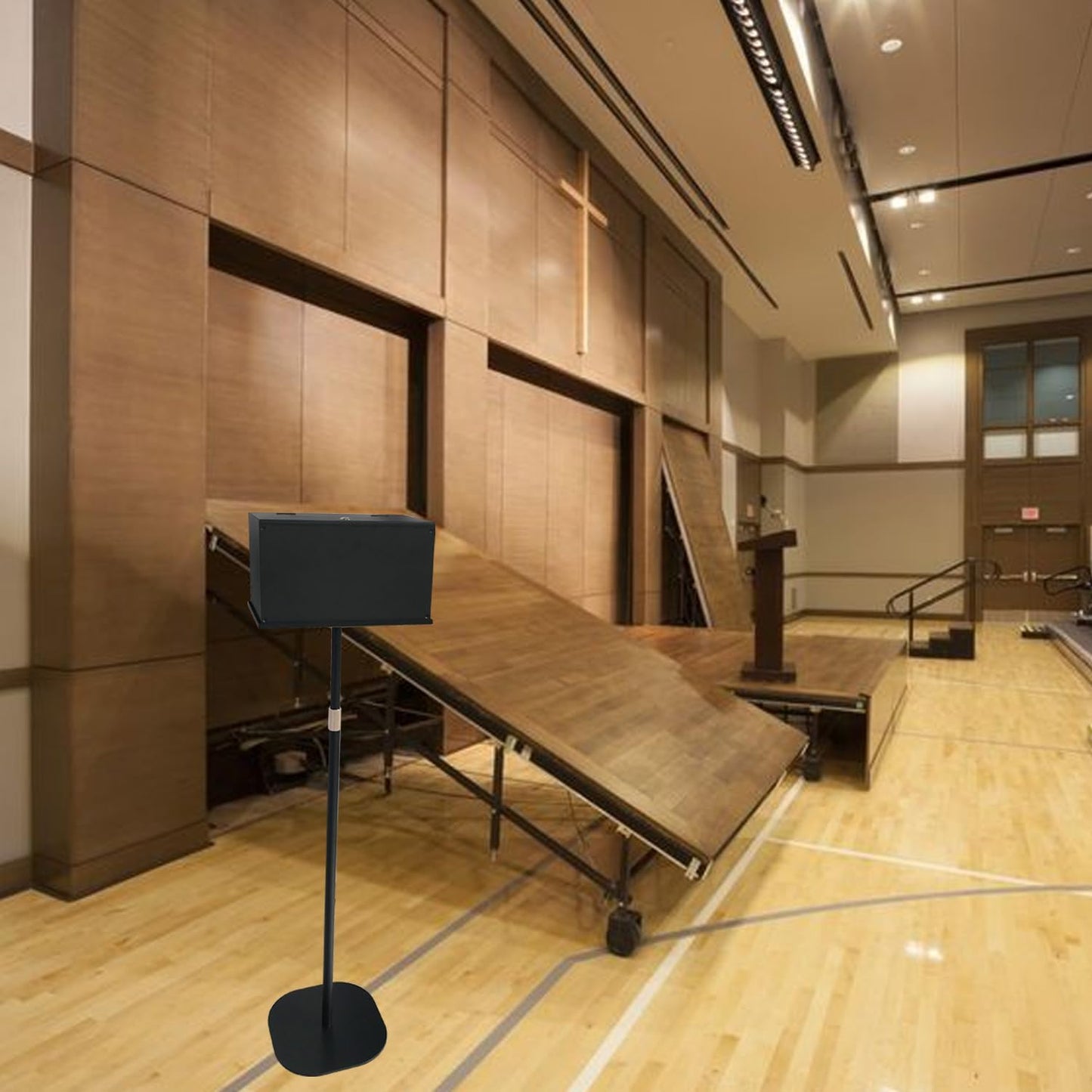 Suggestion Box with Stand, Floor Standing Offering Box for Church, Heavy Duty Metal Ballot Collection Safe Box with Lock for Voting Contest Charity Donation Church Election, Large