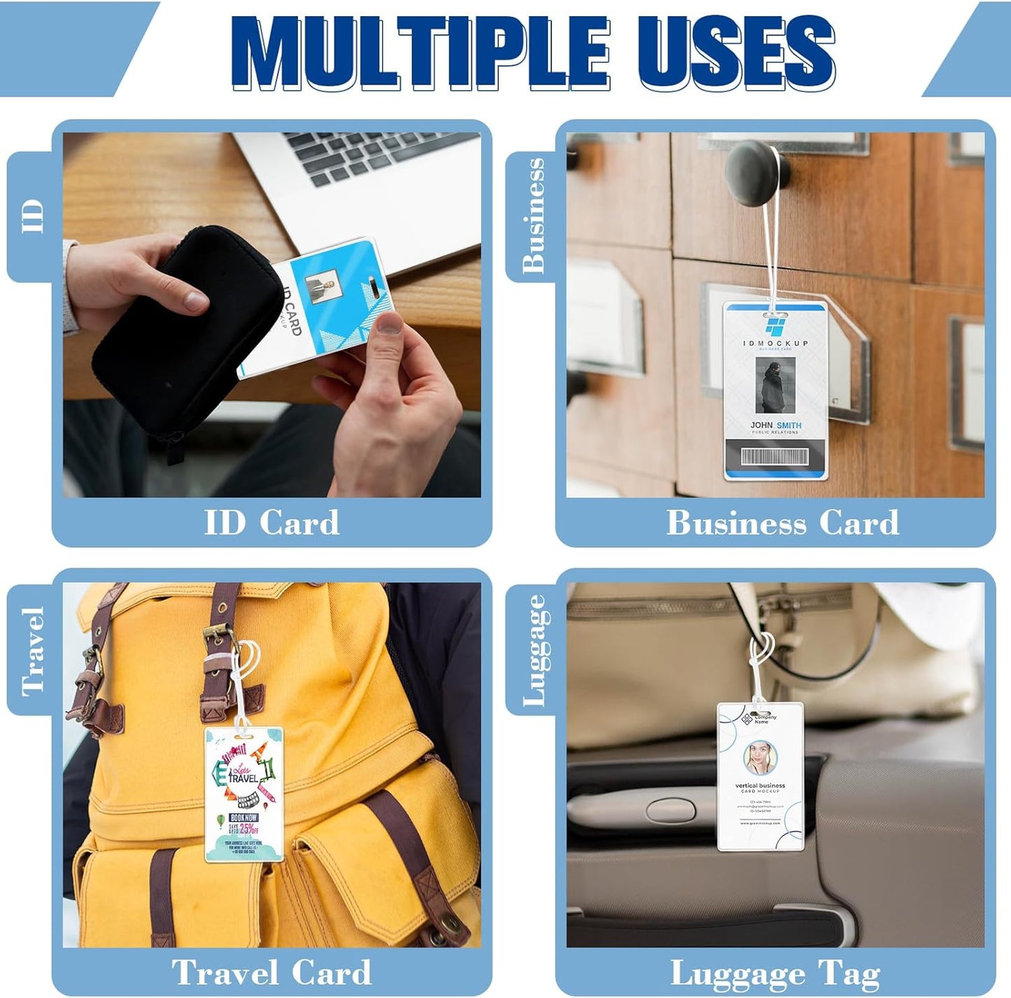 100 Pieces 7 Mil 2 1/2" x 4 1/4" Luggage Tag Laminating Pouches with Slot Hole Thermal Laminate Pouch Tags Kit Resealable for Work Permits Pass Cards Student ID Cards (100, 7 Mil)