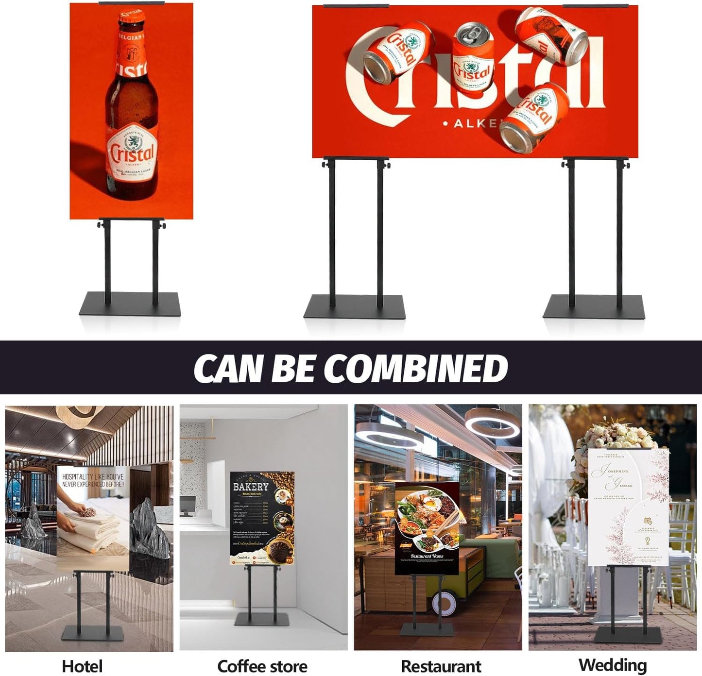 Poster Board Stand for Display, Sign Holder Stand with Heavy Duty Pedestal Poster Stand, Adjustable Banner Stand, Height Up to 80 inch, Double-Sided Foam Board Stand for Business Advertising (2 Pack)