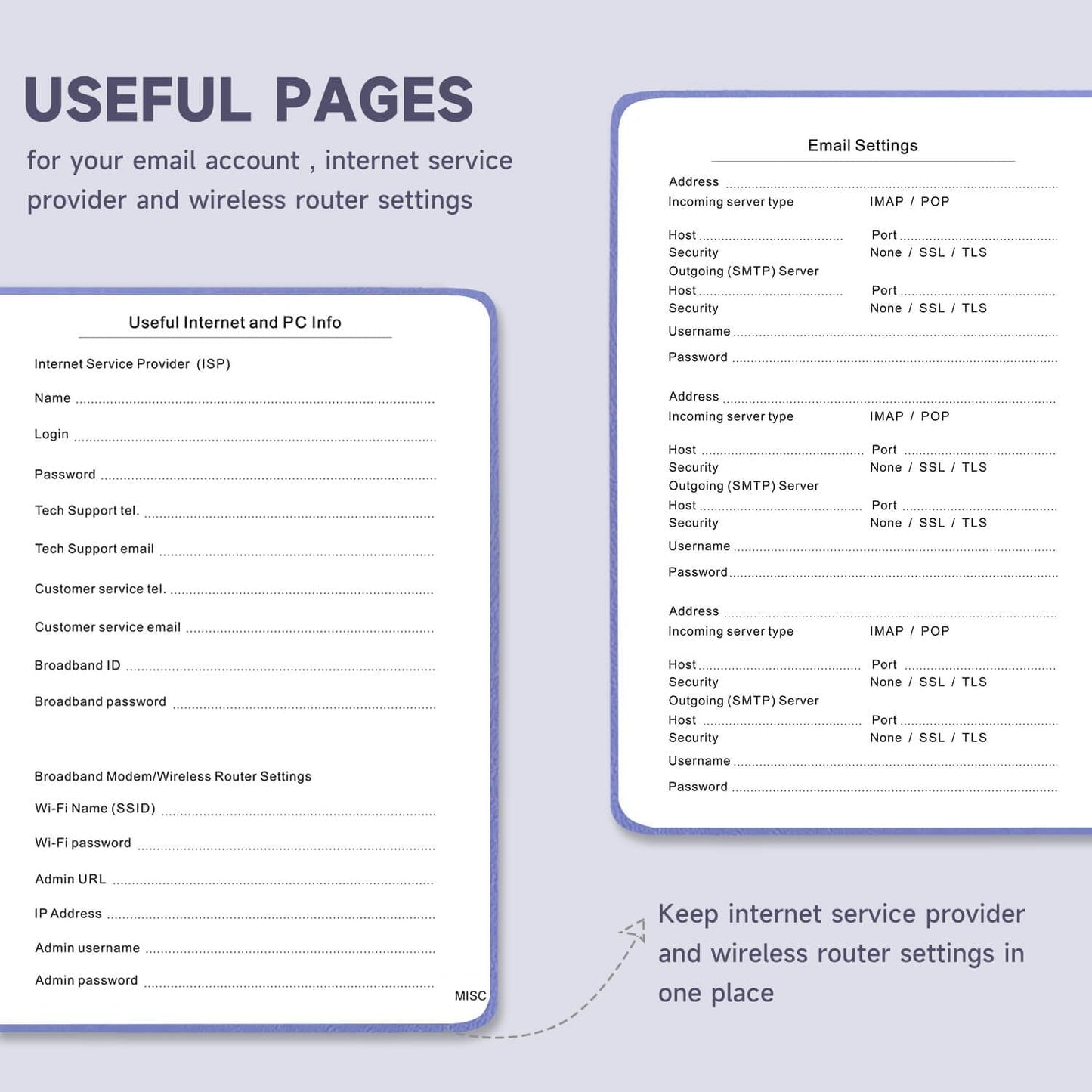 Password Book with Alphabetical Tabs – Hardcover Internet Address & Password Organizer – Password Keeper Notebook for Computer & Website – 7x 10" Log-in Password Journal w/Thick Paper (Lavender)
