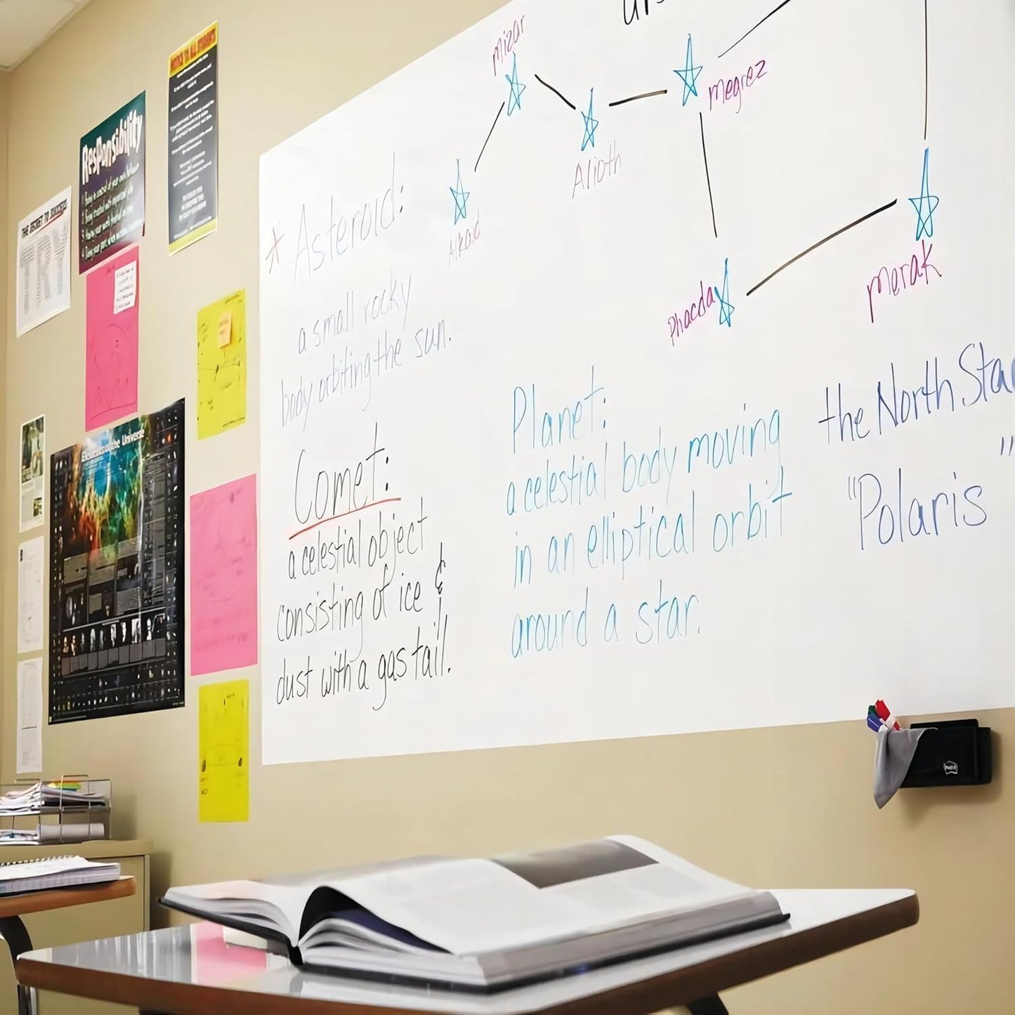 Magnetic Whiteboard Contact Paper, 18" x 24" Stick on Magnetic Dry Erase White Board Sticker on Wall, Easy to Write for Drawing, School, Office, Kitchen Fridge