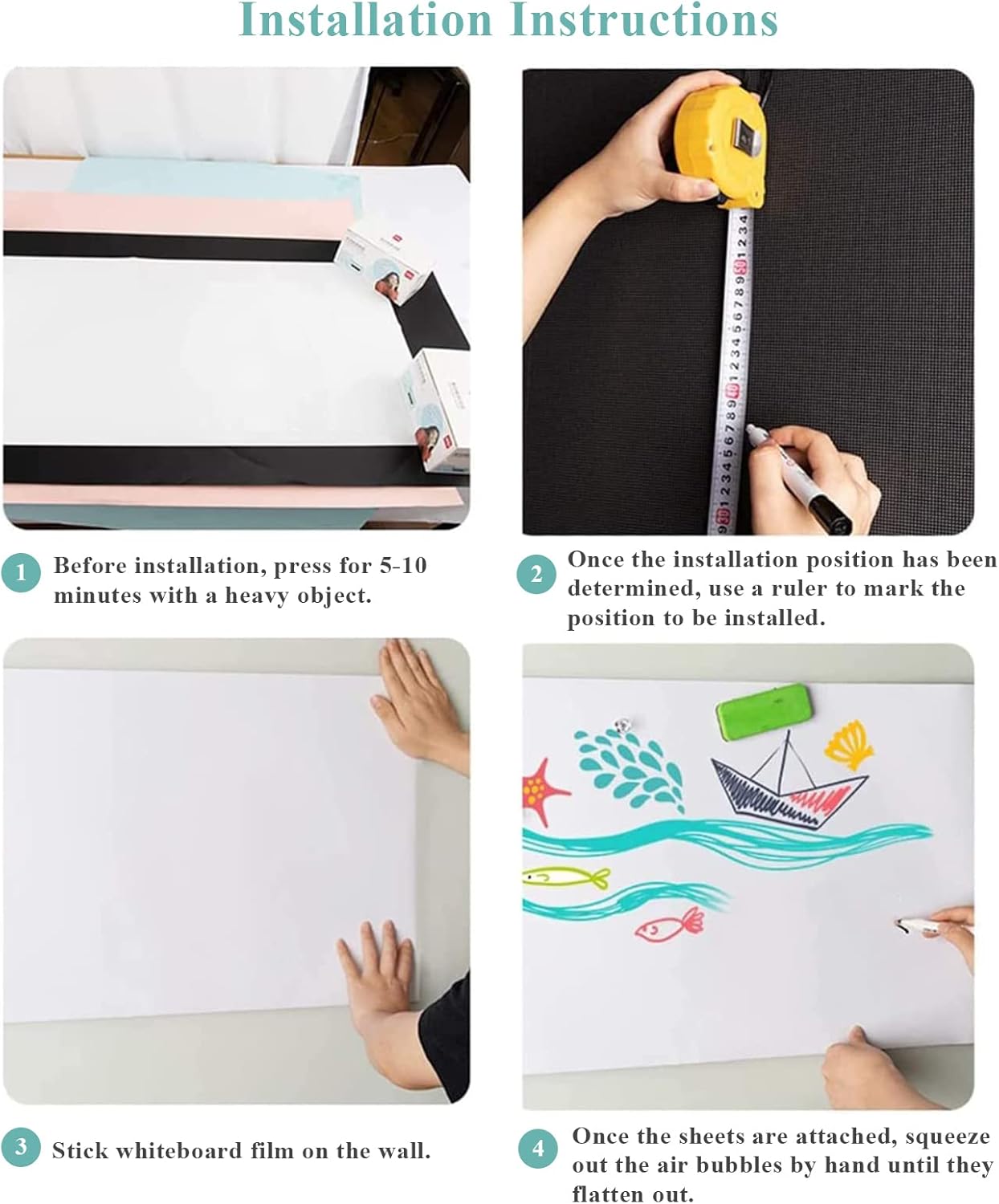 Magnetic Dry Erase Whiteboard Paper, 12" x 18" Self Adhesive Whiteboard for Wall, Easy to Write and Clean Dry Erase Board for Kids, Office, Home, with Marker, Magnetic Eraser and Magnets