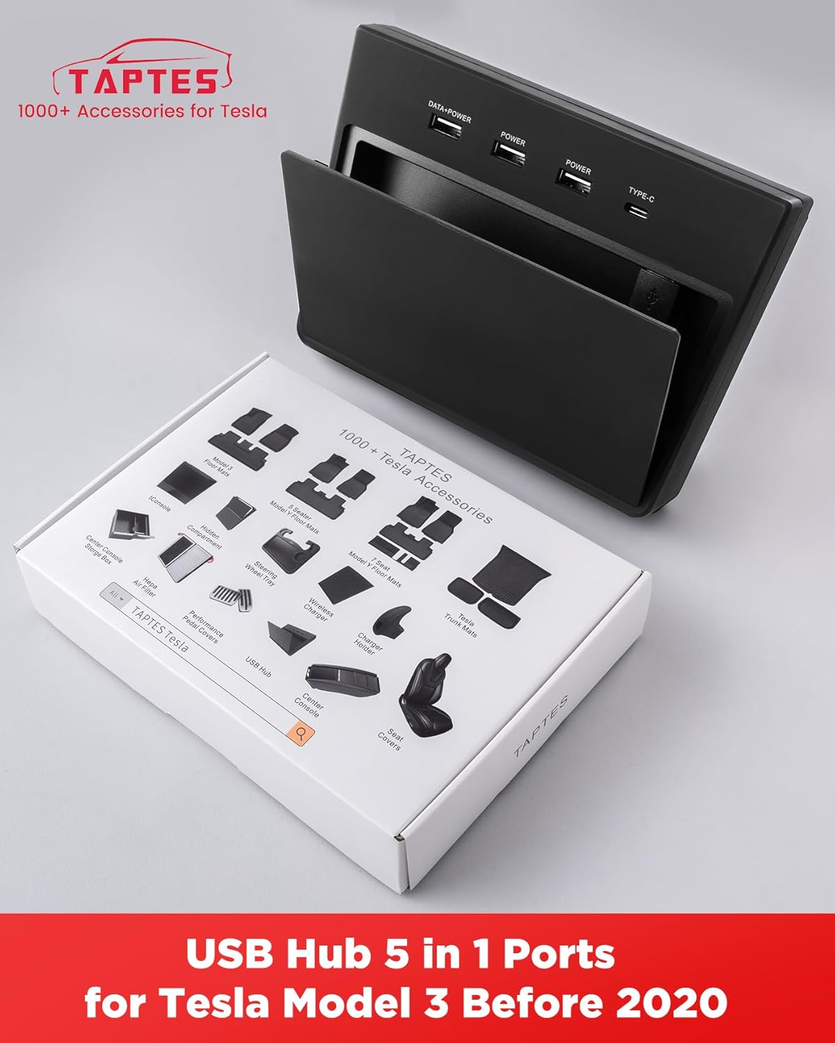 TAPTES USB Hub 5 in 1 Ports for Tesla Model 3 Before June 2020(Not Fit for Model Y),Dashcam & Sentry Mode Viewer USB Hub dongle USB (Not Fit for Tesla Model 3 Produced After June 2020)