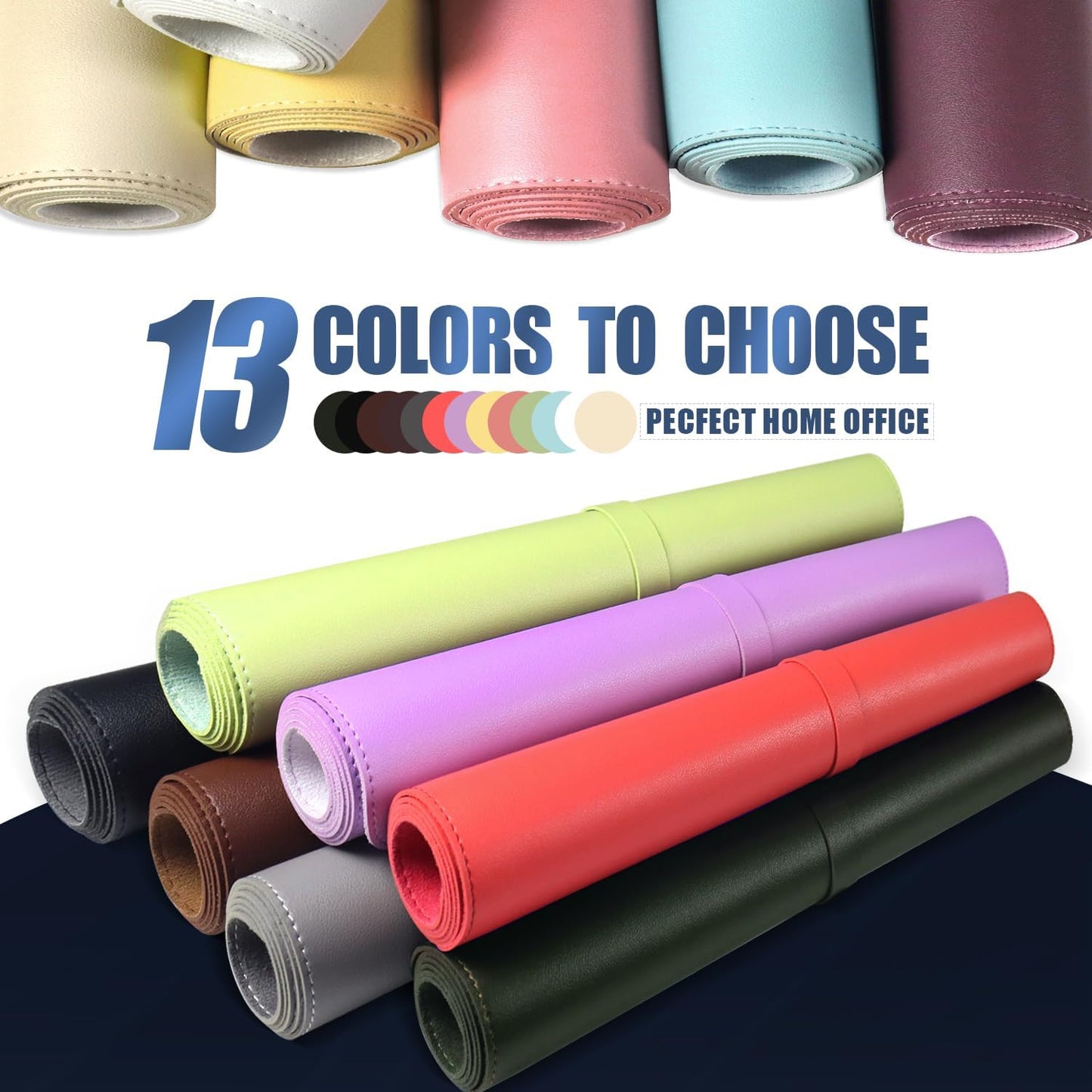 Large Desk Pad, 47.2'' x 23.6'', Computer Mat for Desk, Leather Desk Pad Protector, Suede Base Desk Blotter, Non-Slip Office Desk Mat, Waterproof Desk Writing Pad for Office and Home Aqua Frost Blue