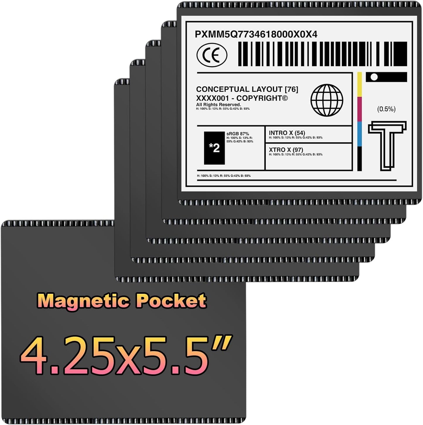 Magnetic Card Tags Holder 4 1/4 X 5 1/2",1/4 Letter Size Magnet Sleeves for Invitation Information Cards 10PCS