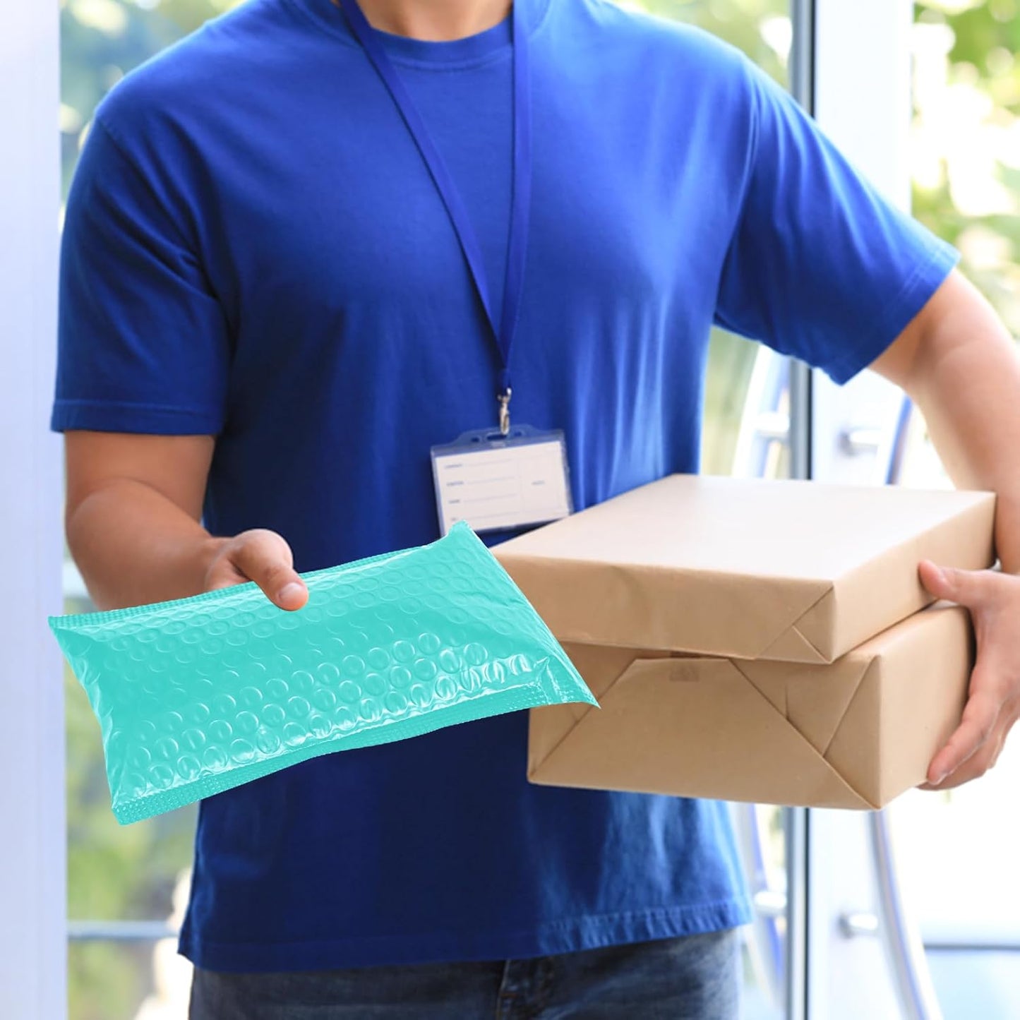 Poly Bubble Mailers 4x8 Padded Envelopes #000 50pcs, Self Seal Shipping Envelopes Padded Packaging for Small Business (Teal)