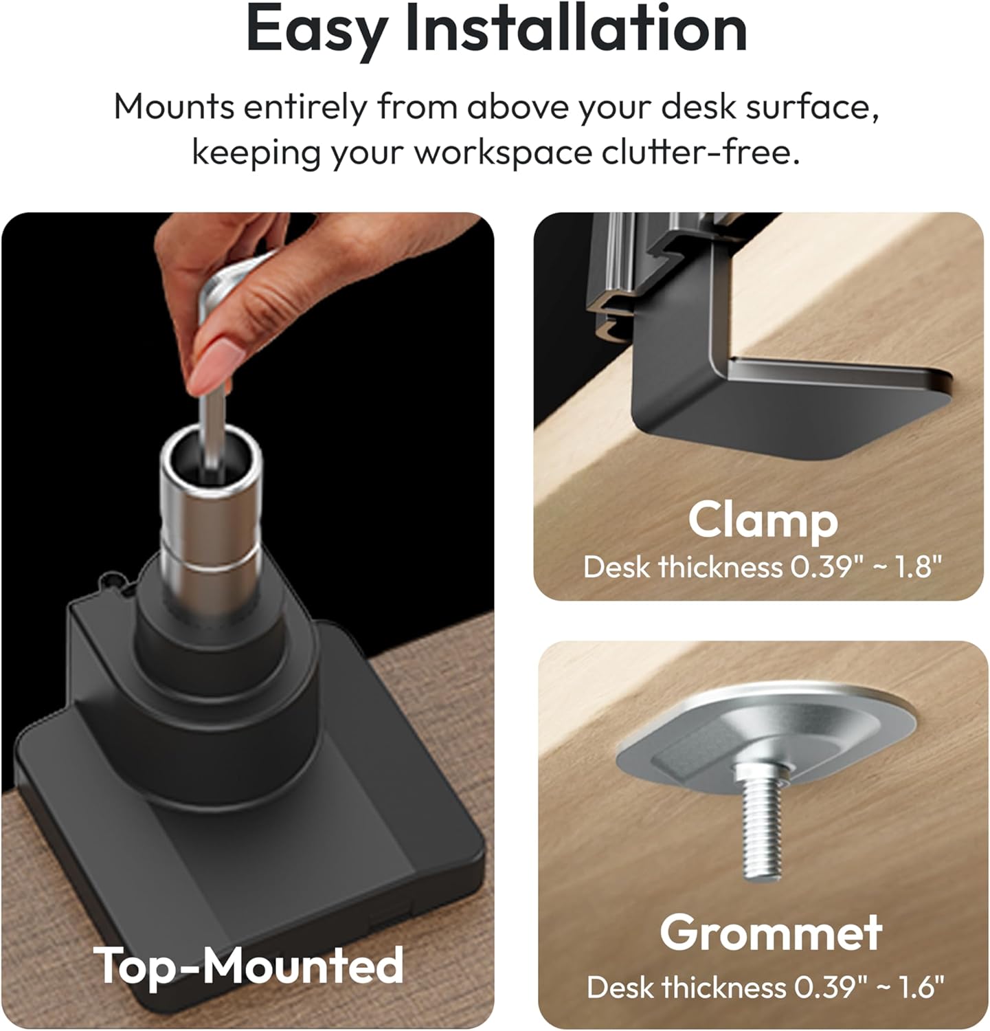 Pixio PS2S Titan Black Ultrawide Mega Heavy-Duty Premium Single Monitor Arm Stand fits up to 57 inch Monitors Holds up to 59.4lbs VESA Compatible Integrated Cable Management