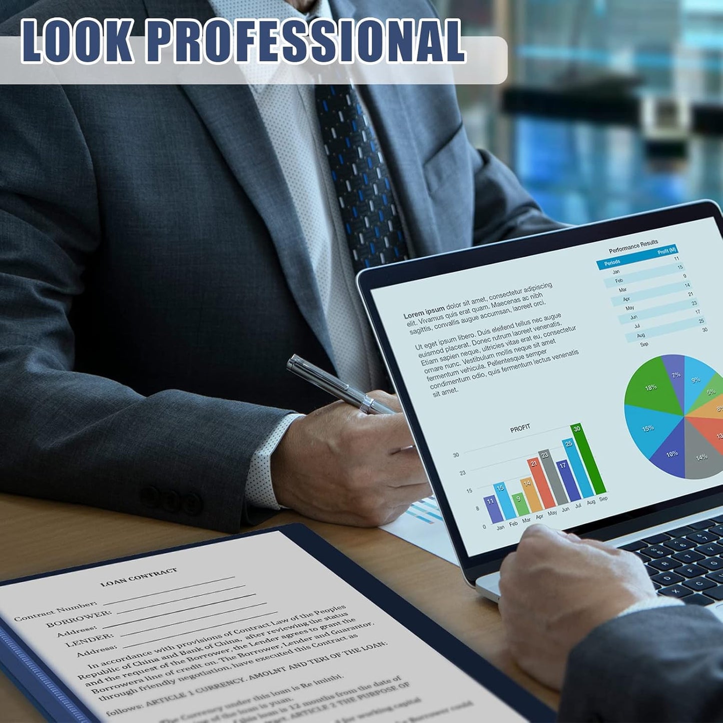 Teling 150 Pcs Plastic Report Covers with 3 Prong Clear Front Resume Folder Business Report Covers Bulk Presentation Folders Clear Front Report Folders for Documents, School, Office(Navy)