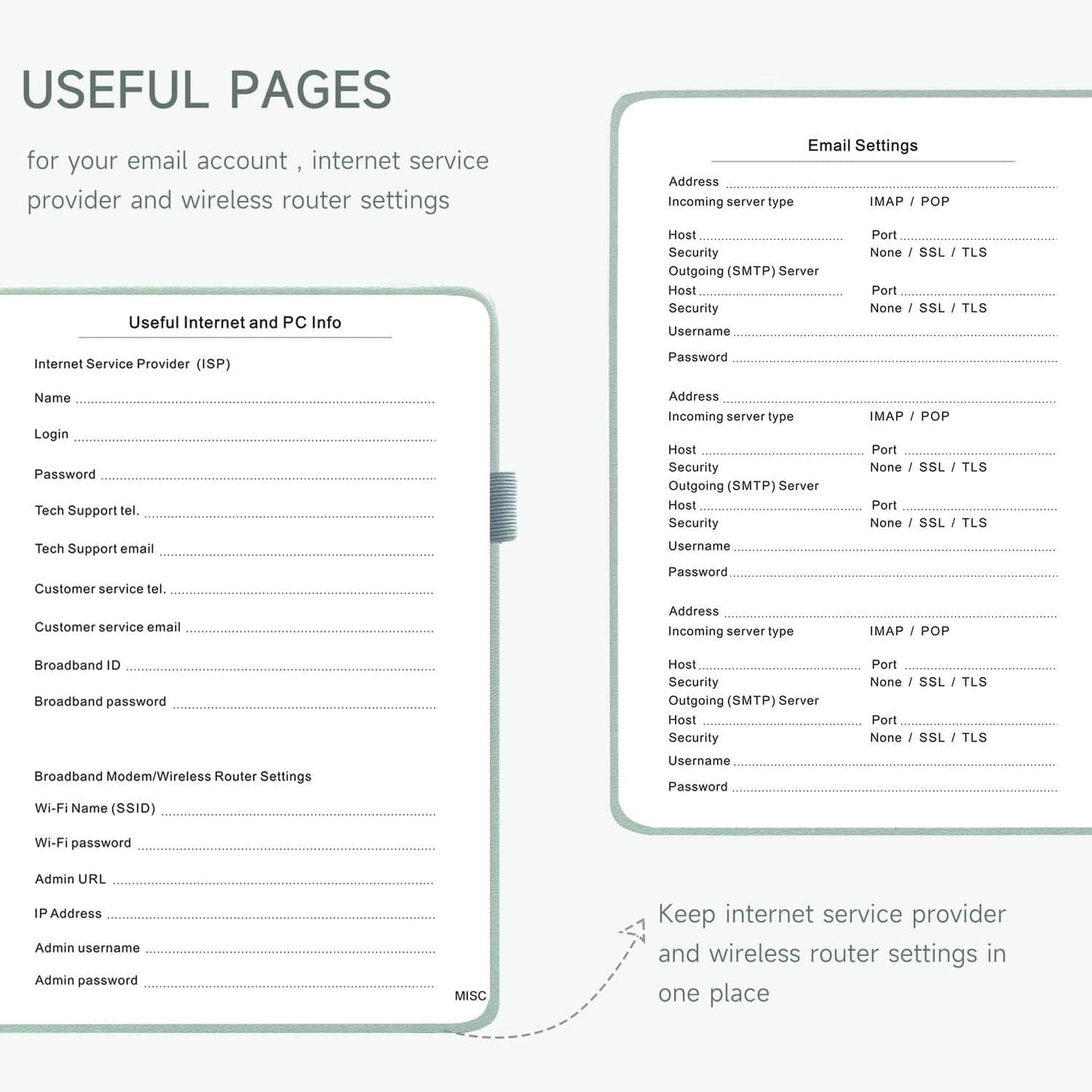 Password Book with Alphabetical Tabs – Hardcover Internet Address & Password Organizer – Password Keeper Notebook for Computer & Website – 5.2 x 7.6" Log-in Password Journal w/ Thick Paper (Mint Green)