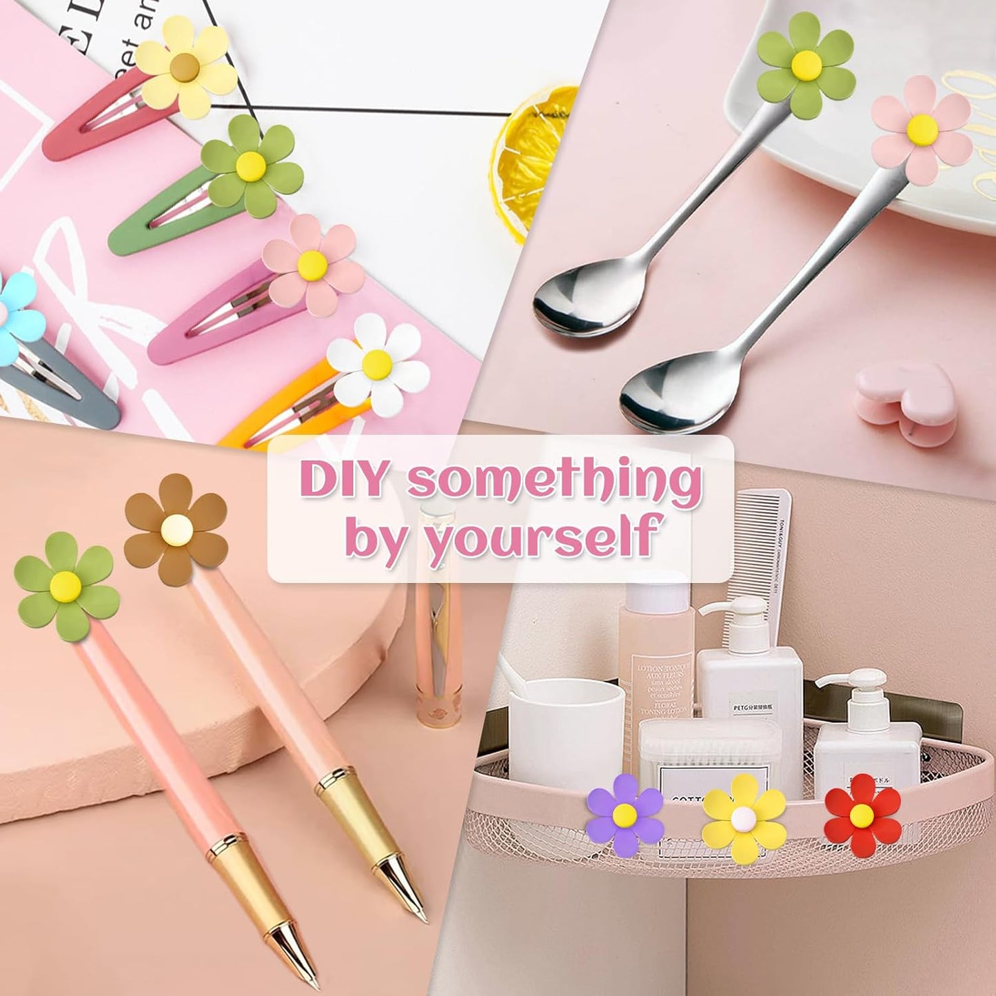 Qualsen Medium Flower Magnets for Whiteboard & Fridge – 12 Pcs Cute 3D Decorative Refrigerator Magnets for Locker, Kitchen, Office (26mm)