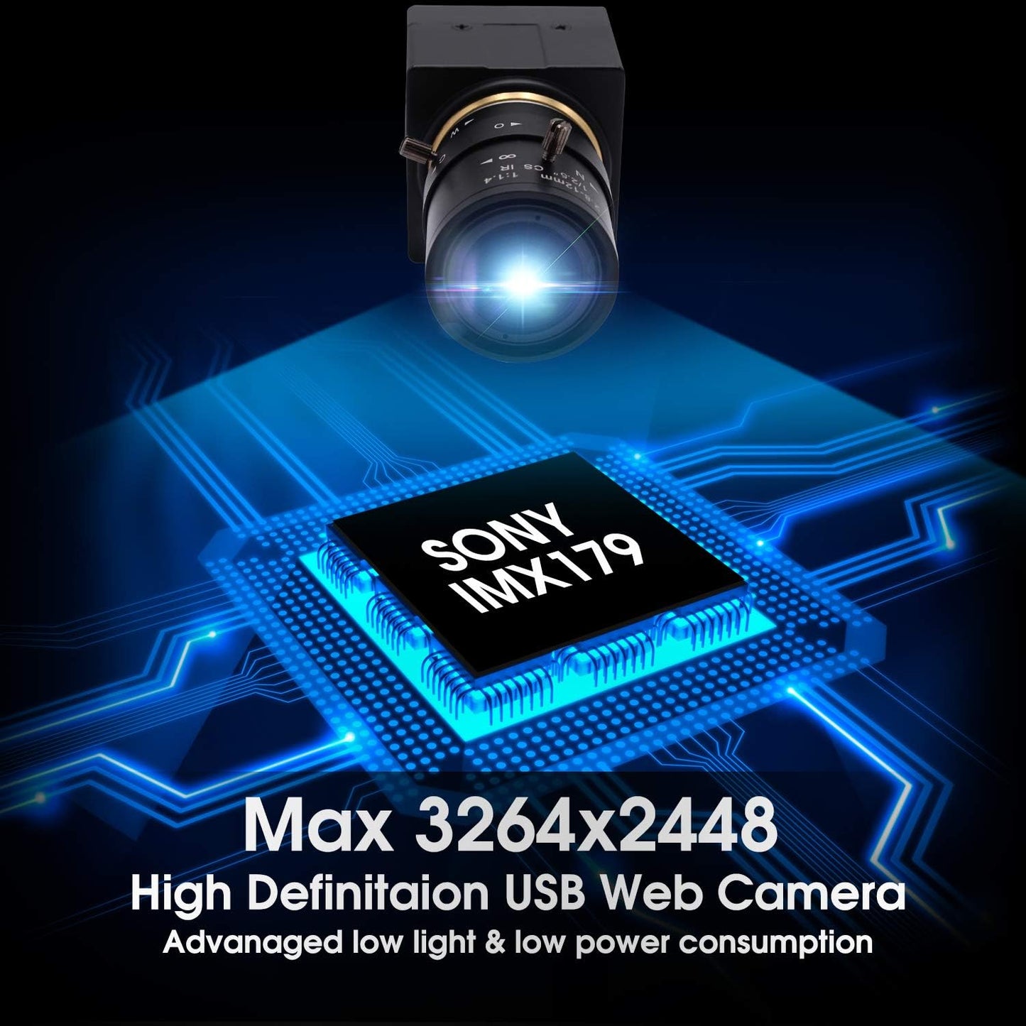 SVPRO 8MP USB Webcam with Zoom Lens,2.8-12mm Optical Zoom Camera with Sony IMX179 Sensor,High Definition Webcam3264x2448 HD Video Camera USB2.0 UVC Plug and Play Camera Support OTG