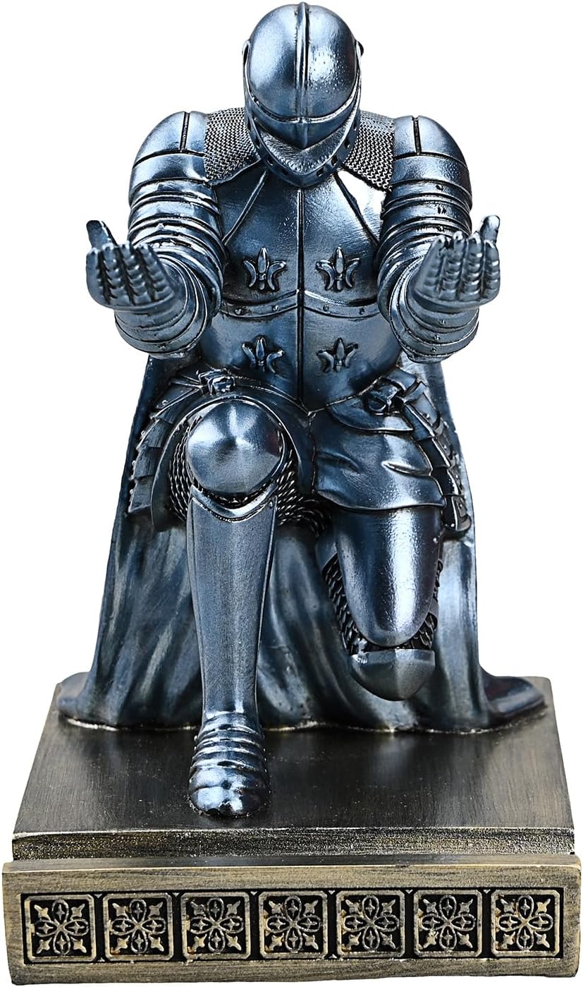 Windbreaker Soldier Knight Pen Holder Personalized Desk Accessory, Mobile Phone & Gaming Controller Holder, Device Stand Gift for Medieval Enthusiasts (Blue)