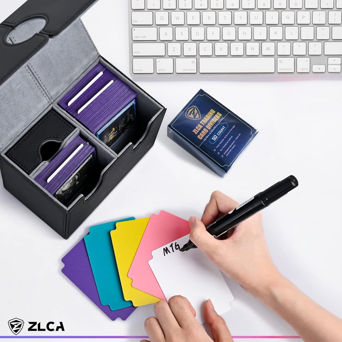 ZLCA 50-Piece Trading Card Dividers with Tabs, Plastic Separator for Storage Box Folder Record Baseball Games Sports Cards, 2.75 x 3.76 Inch (Blue)