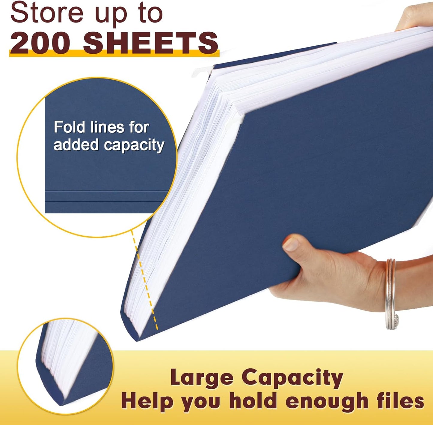 HERKKA Hanging File Folders, 60 Pack Reinforced Letter Size Hanging Folders, Designed for Bulky Files, Filing Cabinet, 1/5-Cut Adjustable Tabs (Blue)