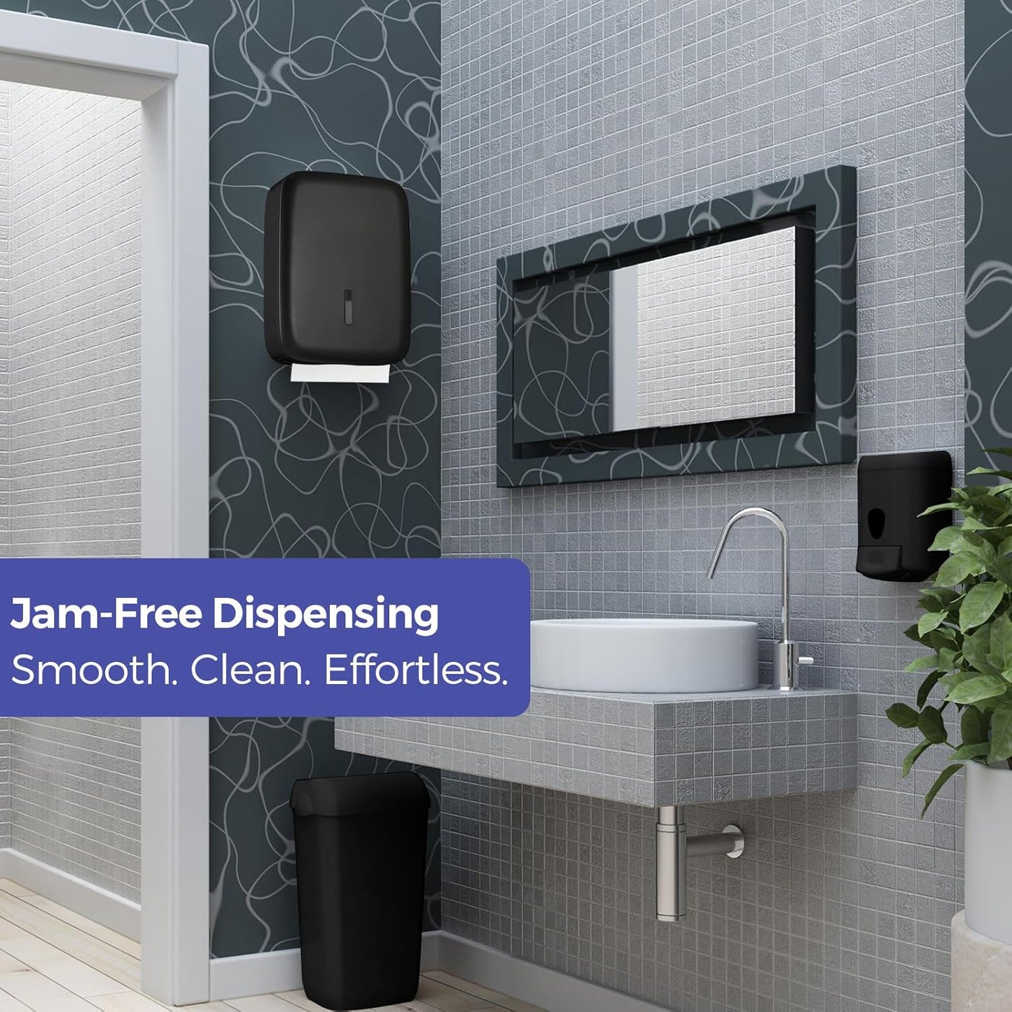 Commercial Paper Towel Dispenser Wall Mount with Lock – Fits 400+ Multifold/Trifold/Z-Fold/C-Fold Towels – Large Paper Towel Holder for Bathroom, Kitchen, Office, Home or Business (Black)