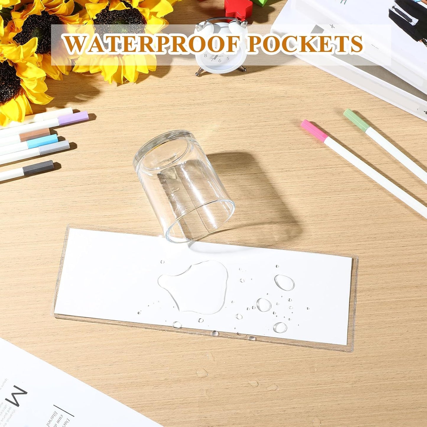 Jeyiour 100 Pcs Label Holders Adhesive Nameplate Pockets Storage Bin Labels Index Card Holder Shelf Plastic Peel Stick for Classroom Supermarket Bookshelf Library Student Box Drawer (3.5 x 10.9 Inch)