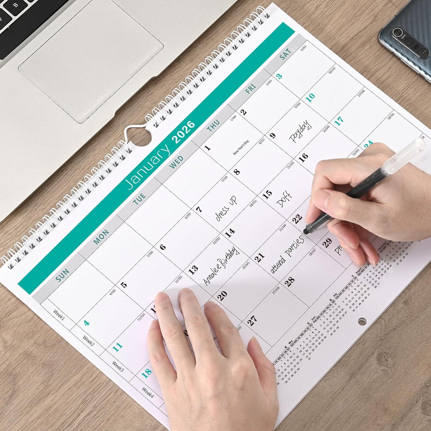 Wall Calendar -Calendar 2025-2026 from Jan. 2025 to Jun. 2026,18 Months Calendar,13.7"×11"Thick Paper with festival Dates and Ruled Blocks for Home or Office New Year and Christmas Gifts