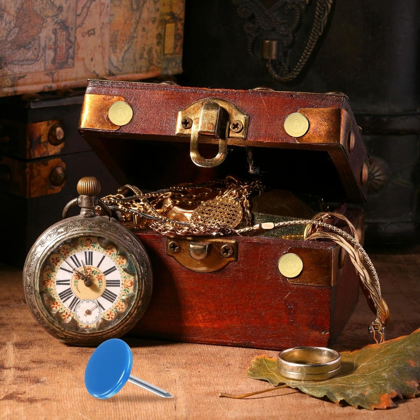 uxcell 100Pcs Upholstery Tacks, 11mmx17mm Flat Head Thumb Tack Decorative Furniture Nails Push Pins for Furniture Sofa Headboards, Blue