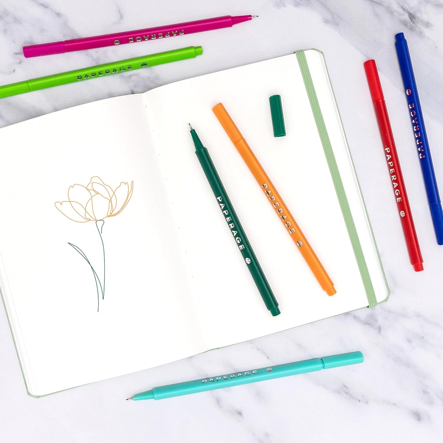 PAPERAGE Blank Journal Notebook, (Sage Green), 160 Pages, Medium 5.6 in x 8 in - 100 GSM Thick Paper – Hardcover Journaling Notebook for Work, School, Note Taking or Sketching