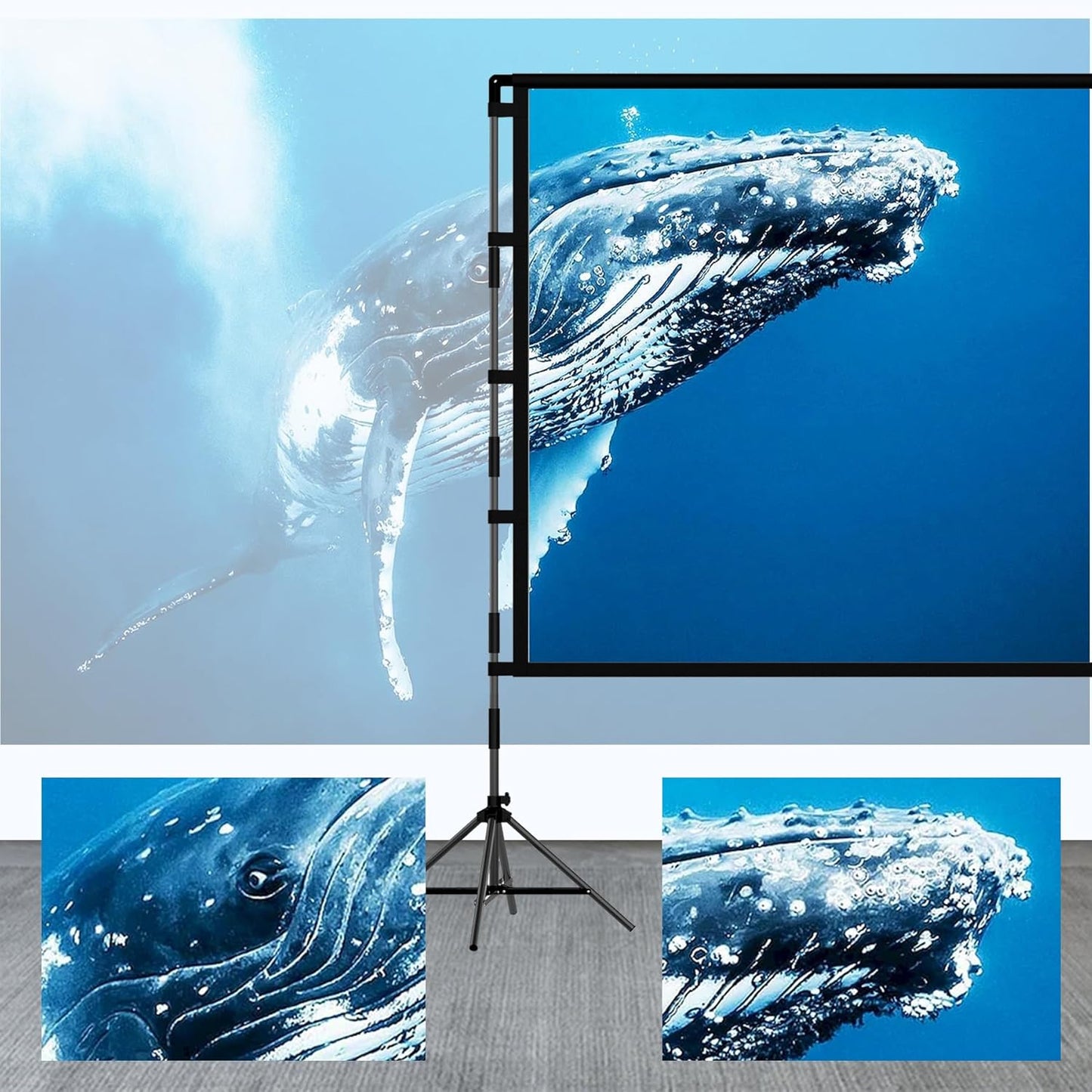 Projector Screen and Stand,120 inch lejiada Black Projection Screen with Stand Portable Foldable Movie Screen with Carry Bag for Indoor Outdoor Home Theater Backyard Cinema