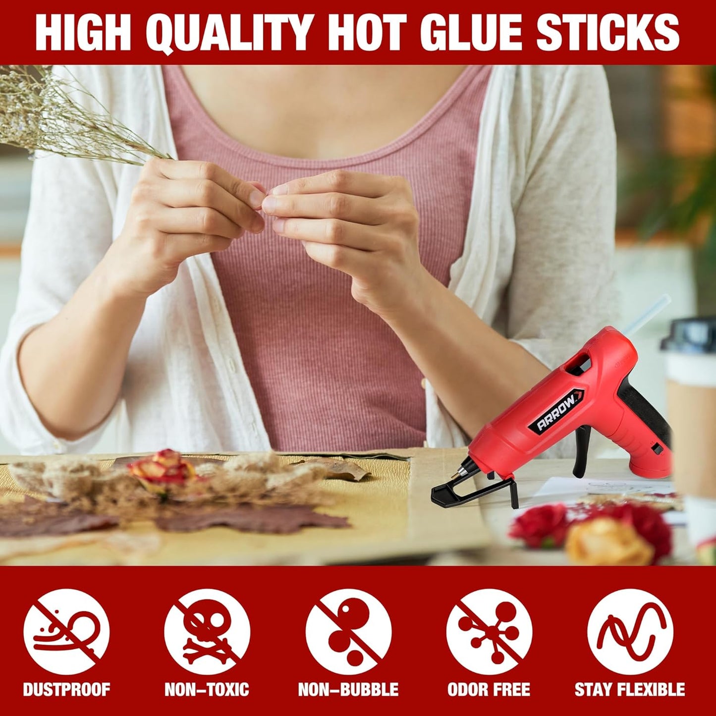 Arrow Mini Hot Glue Sticks, 200 Pack Clear Glue Gun Sticks, 4" and 5/16'' Diameter High Viscosity All-Purpose Gun Stick for DIY Art, Craft General Repairs, Festival Home Decoration