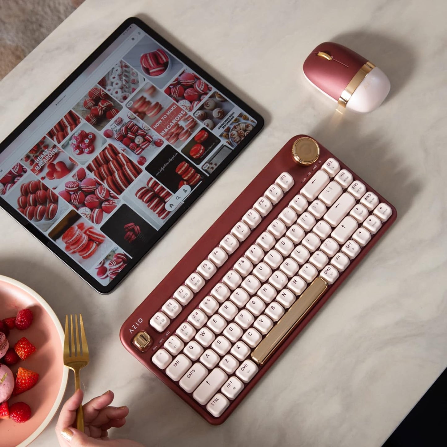 Azio IZO Wireless Optical Mouse - Bluetooth 3.0 & 5.0/2.4G RF-USB, Ambidextrous Design, PixArt PAW3212 Sensor, 1000/1600/2400 DPI, Rechargeable, PC & Mac